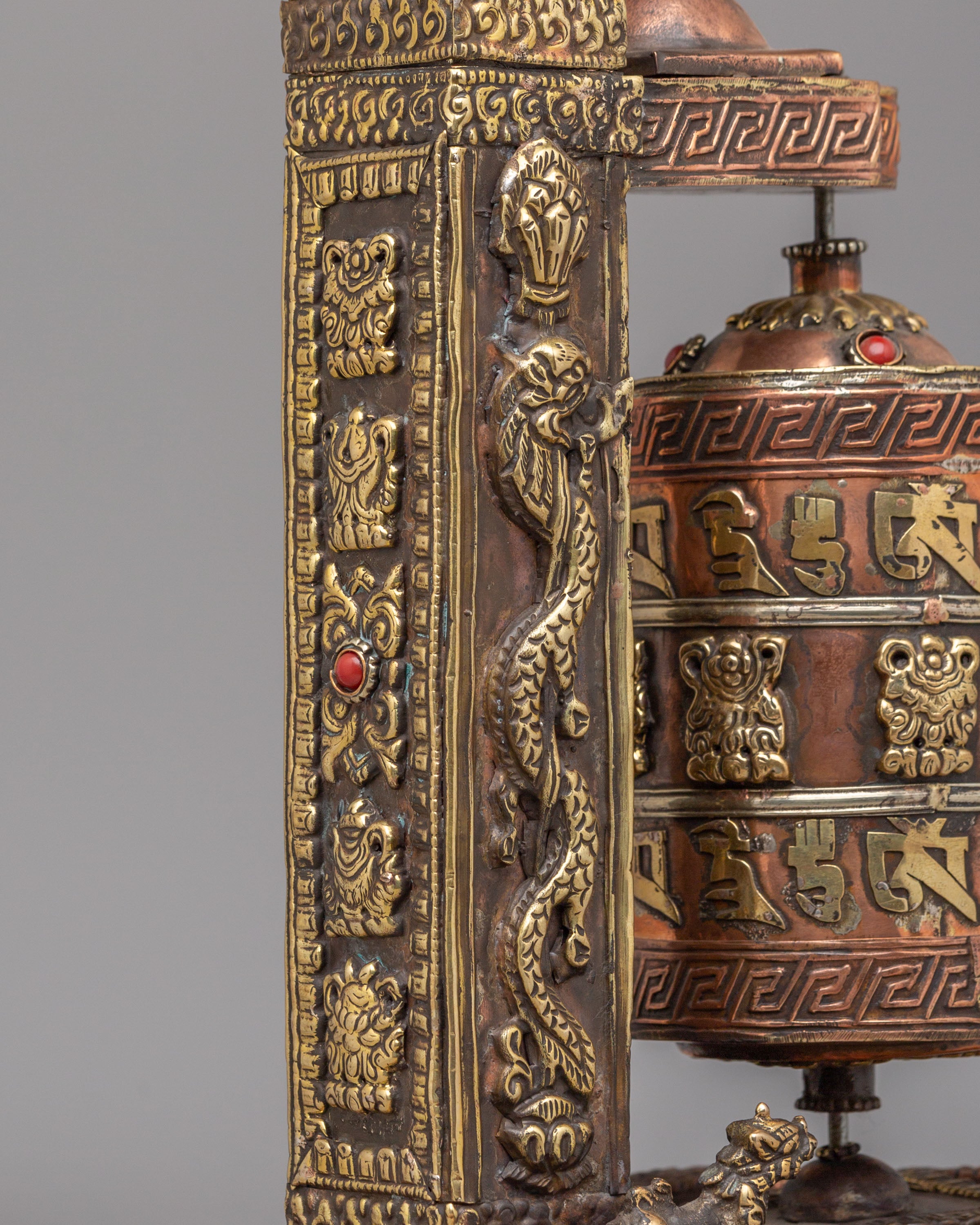 Spiritual Prayer Wheel with Incense Burner | Sacred Tibetan Ritual Object