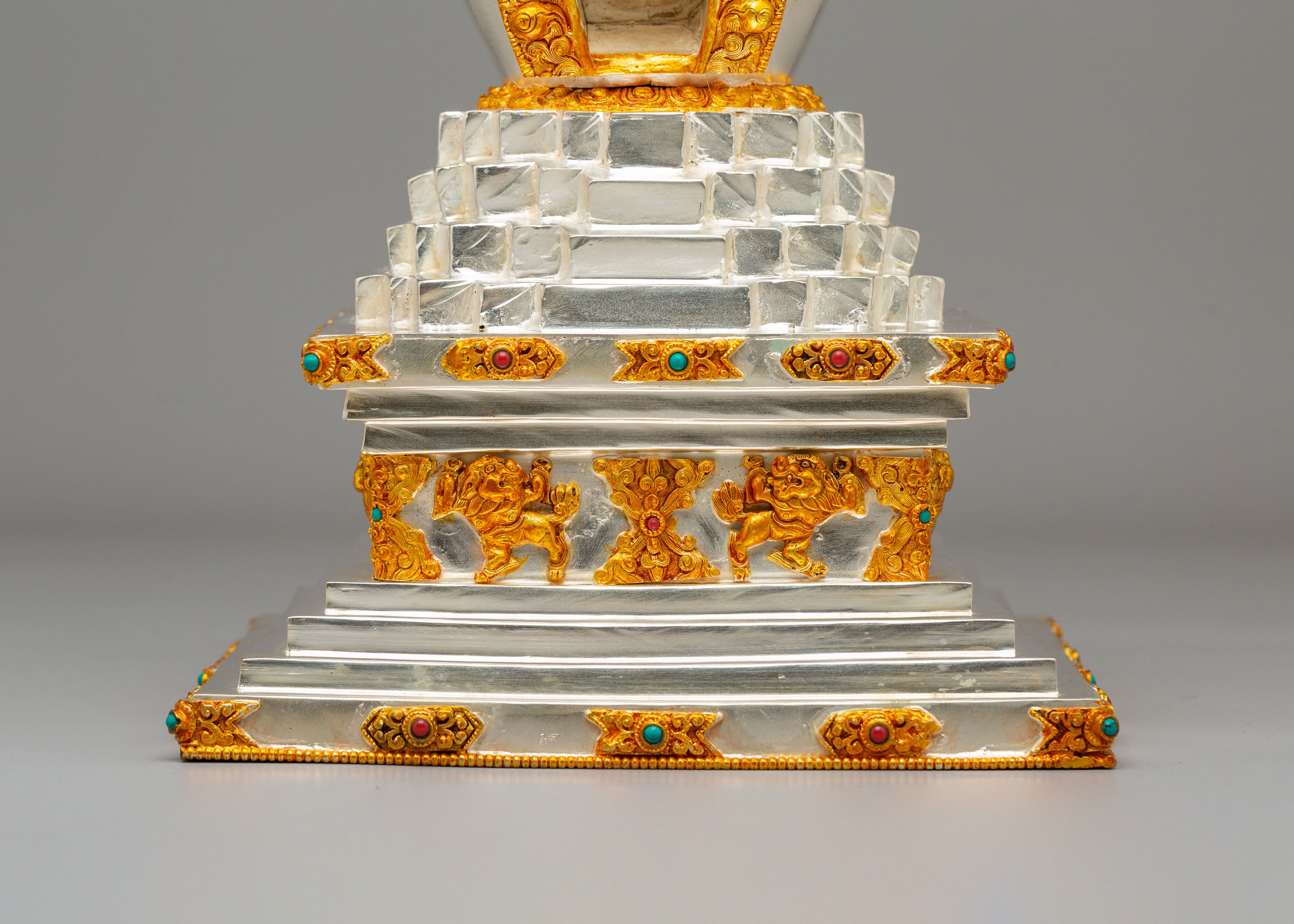 Scared Tibetan Stupa | Gold Plated Copper Stupa for Home Decor
