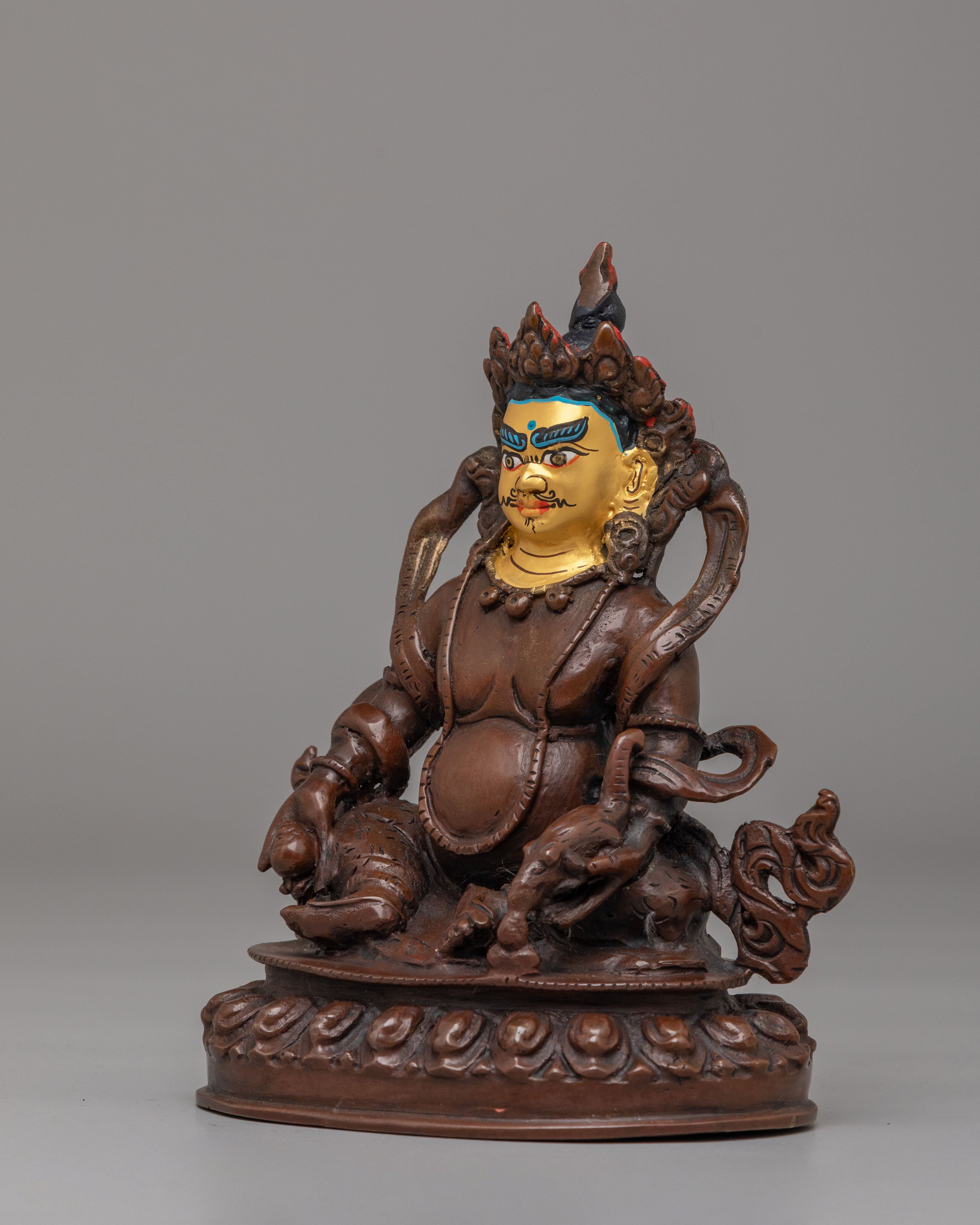 Spiritual Dzambhala Shrine Statue | Copper Body with 24K Gold Plating