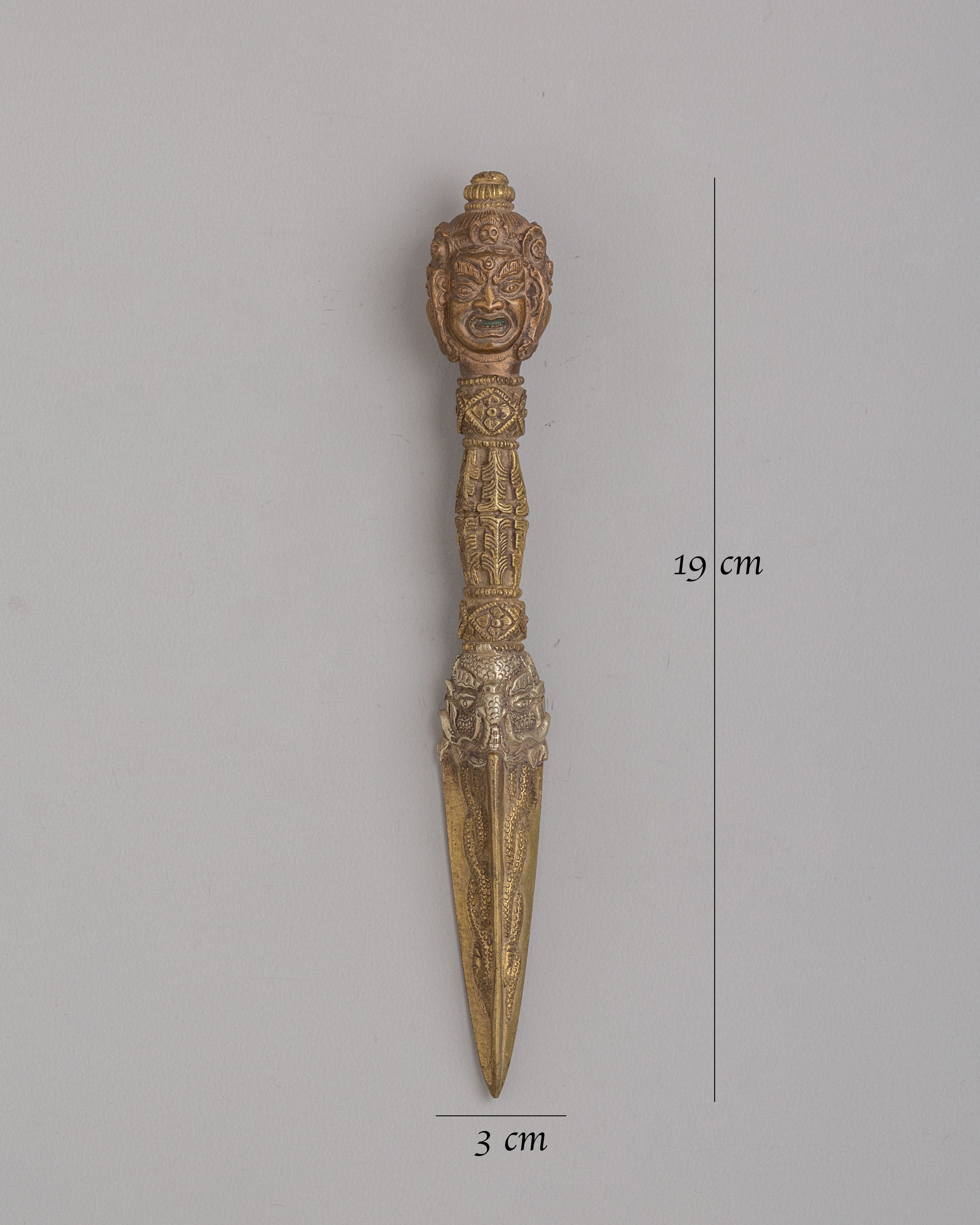 Tibetan Phurba Meditation Dagger | Brass Bronze Vajrayana Tool