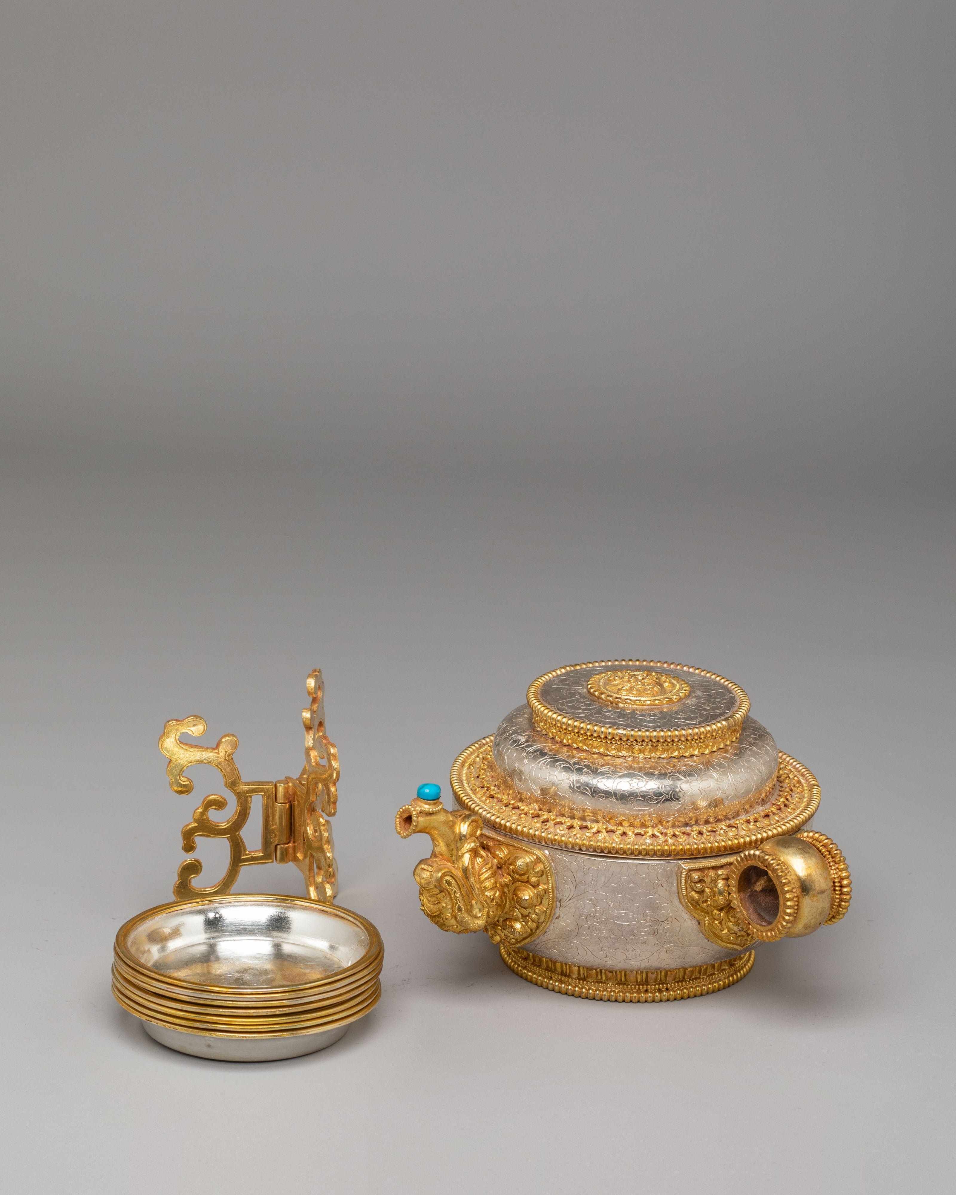 Silver-Plated Shrine Water Offering Bowls | Elegant Ritual Tools for Spiritual Practice