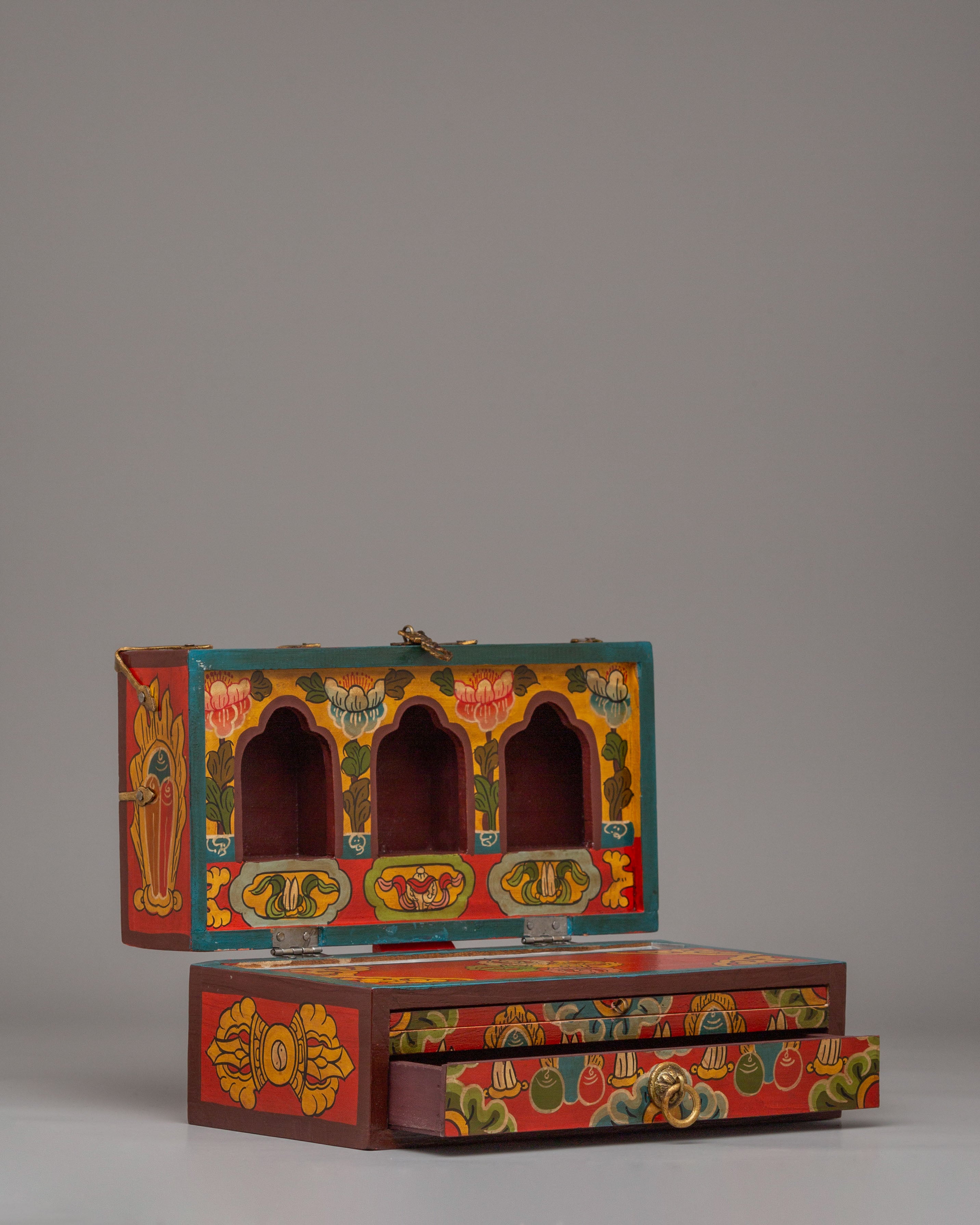 Tibetan Wooden Altar Box | Spiritual Storage Altar Box
