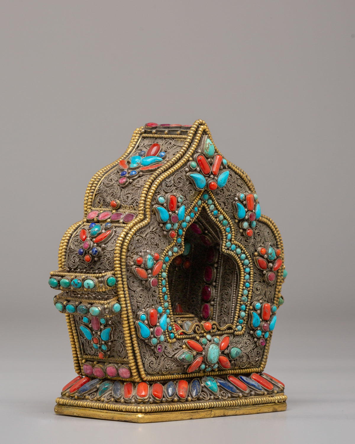 Sacred Buddhist Shrine Ghau Box | Tibetan Ritual Treasure Box