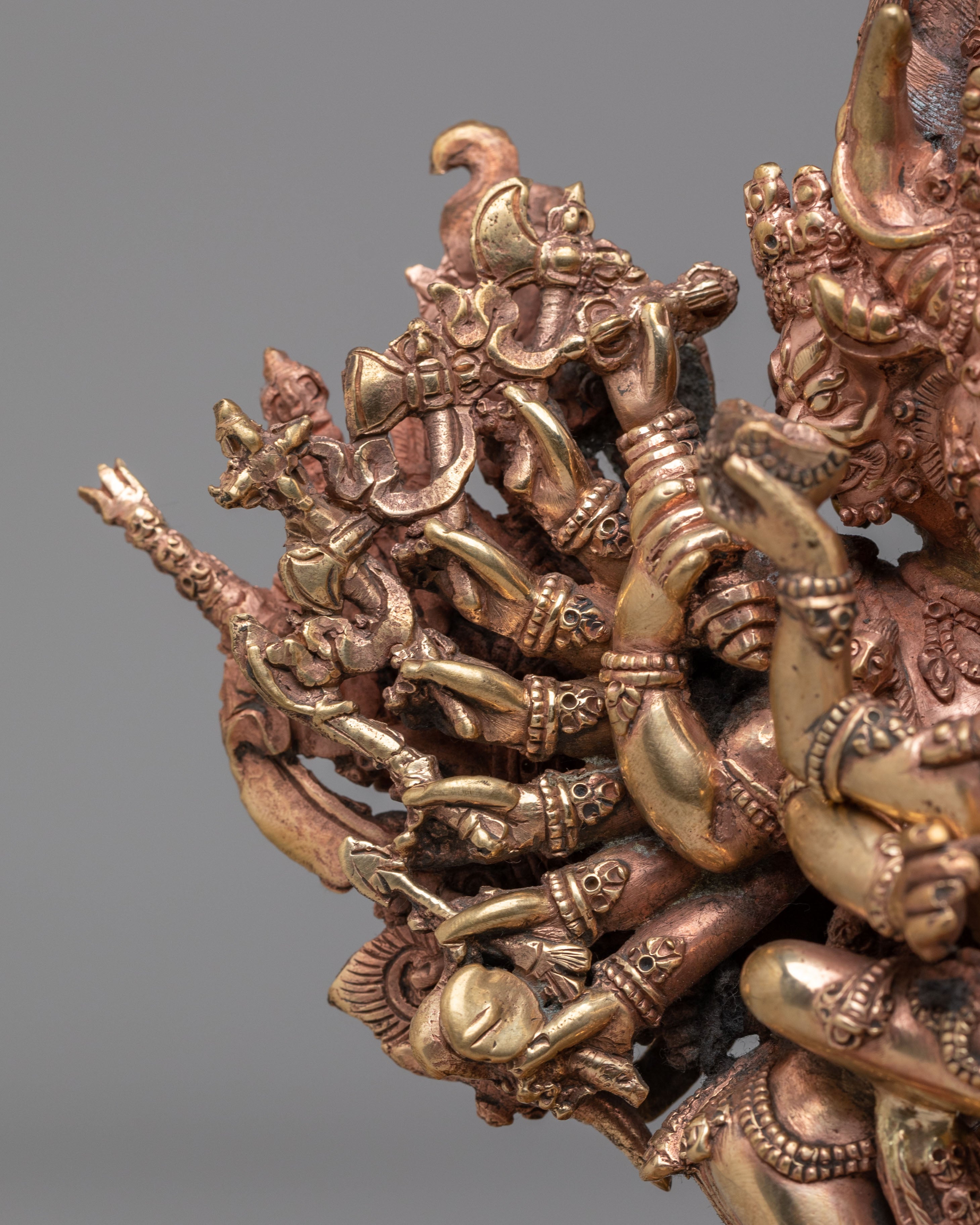 Handmade Yamantaka with Consort Statue | Wrathful Deity Sculpture for Meditation