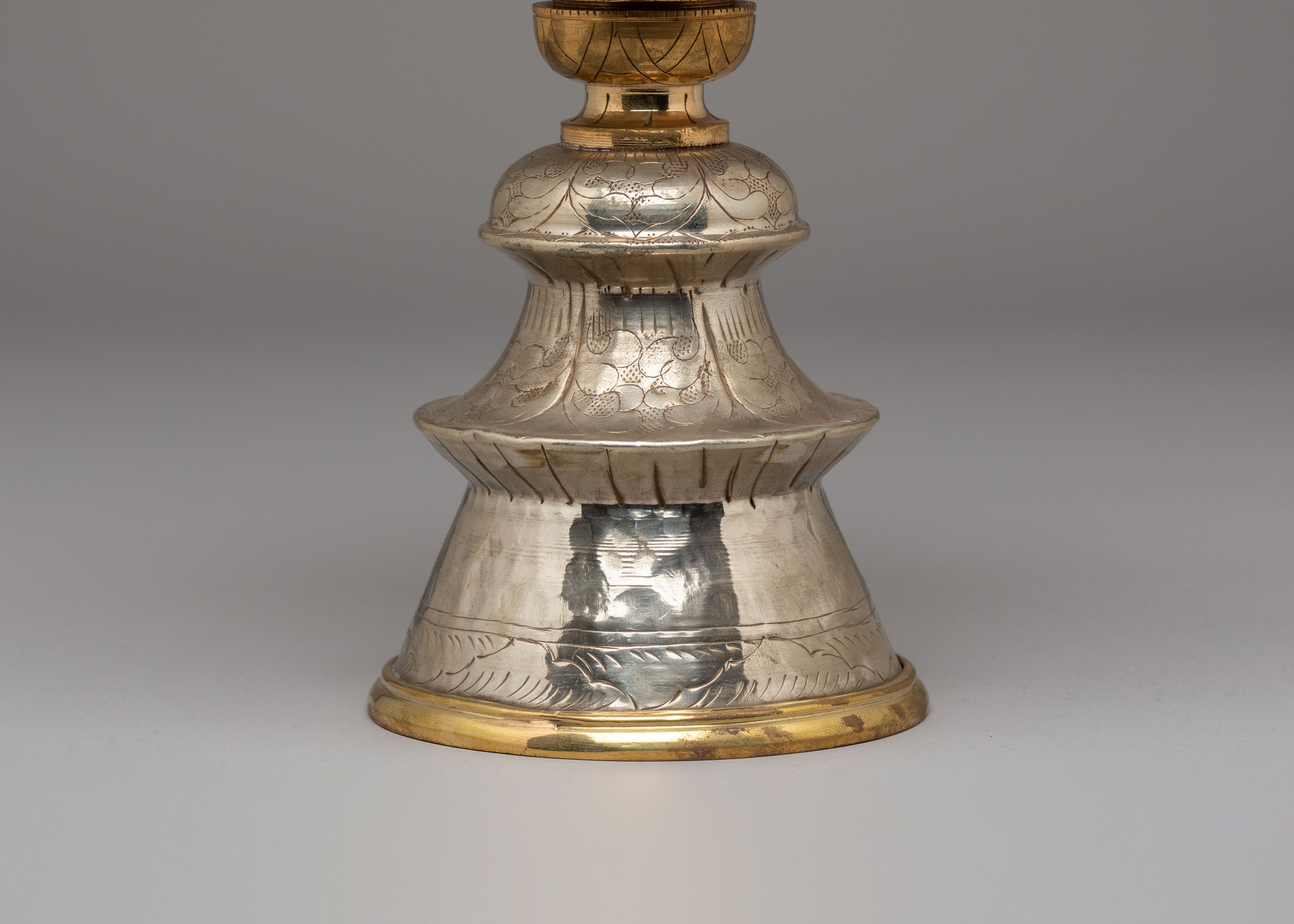 Vajrayana Altar Butter Lamp Set | Brass and White Metal Offering Lamps