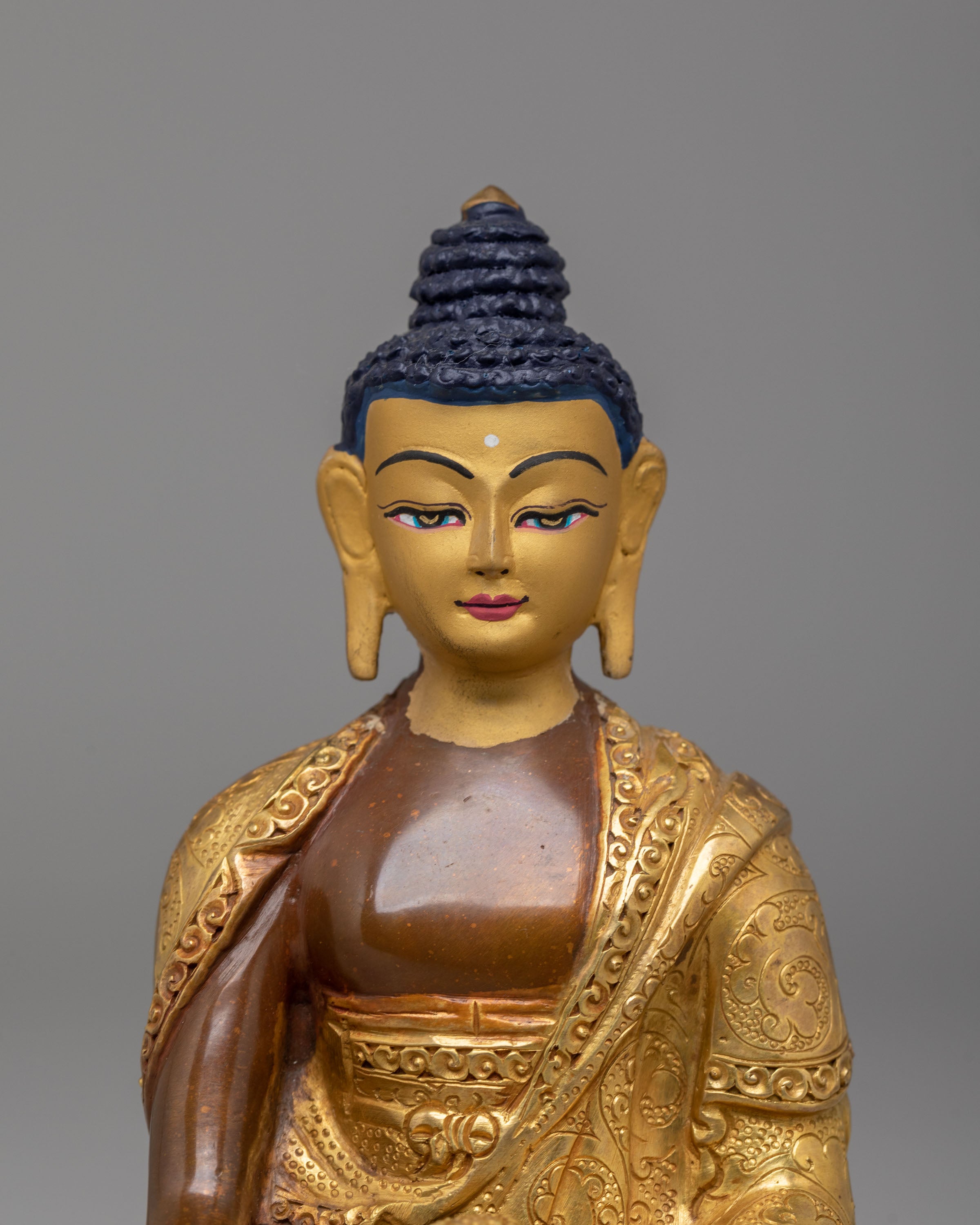 Handmade Altar Shakyamuni Buddha Statue | Oxidized Copper Body