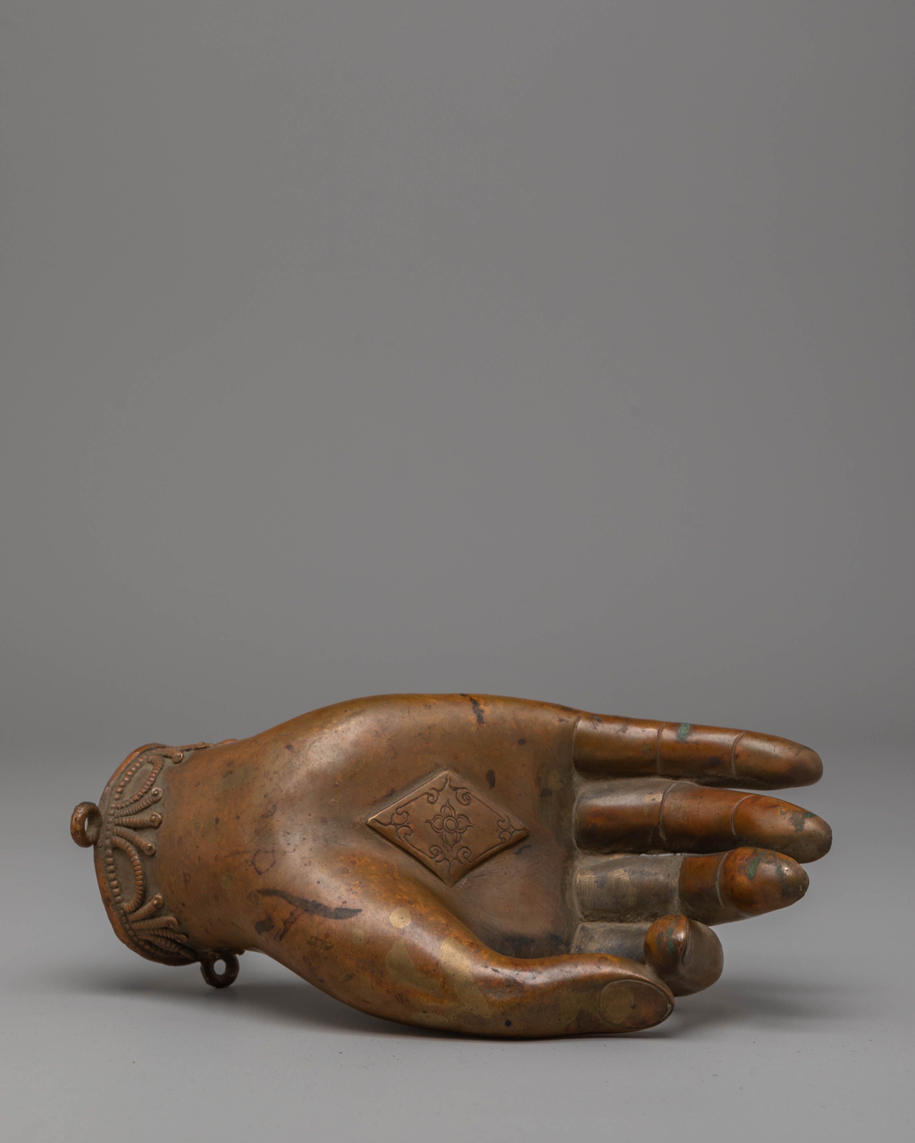 Copper Buddha Hand Sculpture - Bhumisparsha Mudra