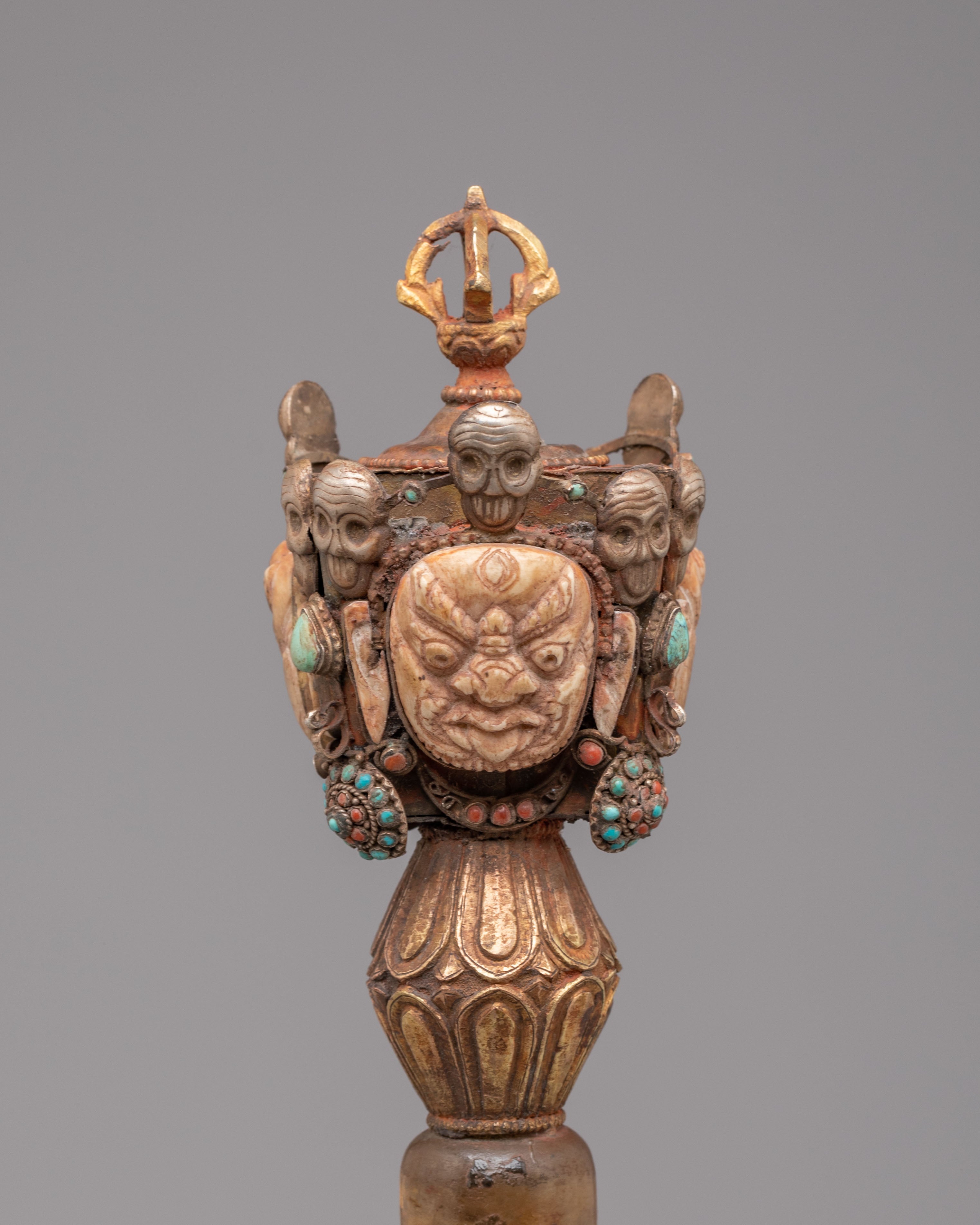 Ceremonial Tibetan Ritual Phurba | Gold Plated Buddhist Ritual Dagger