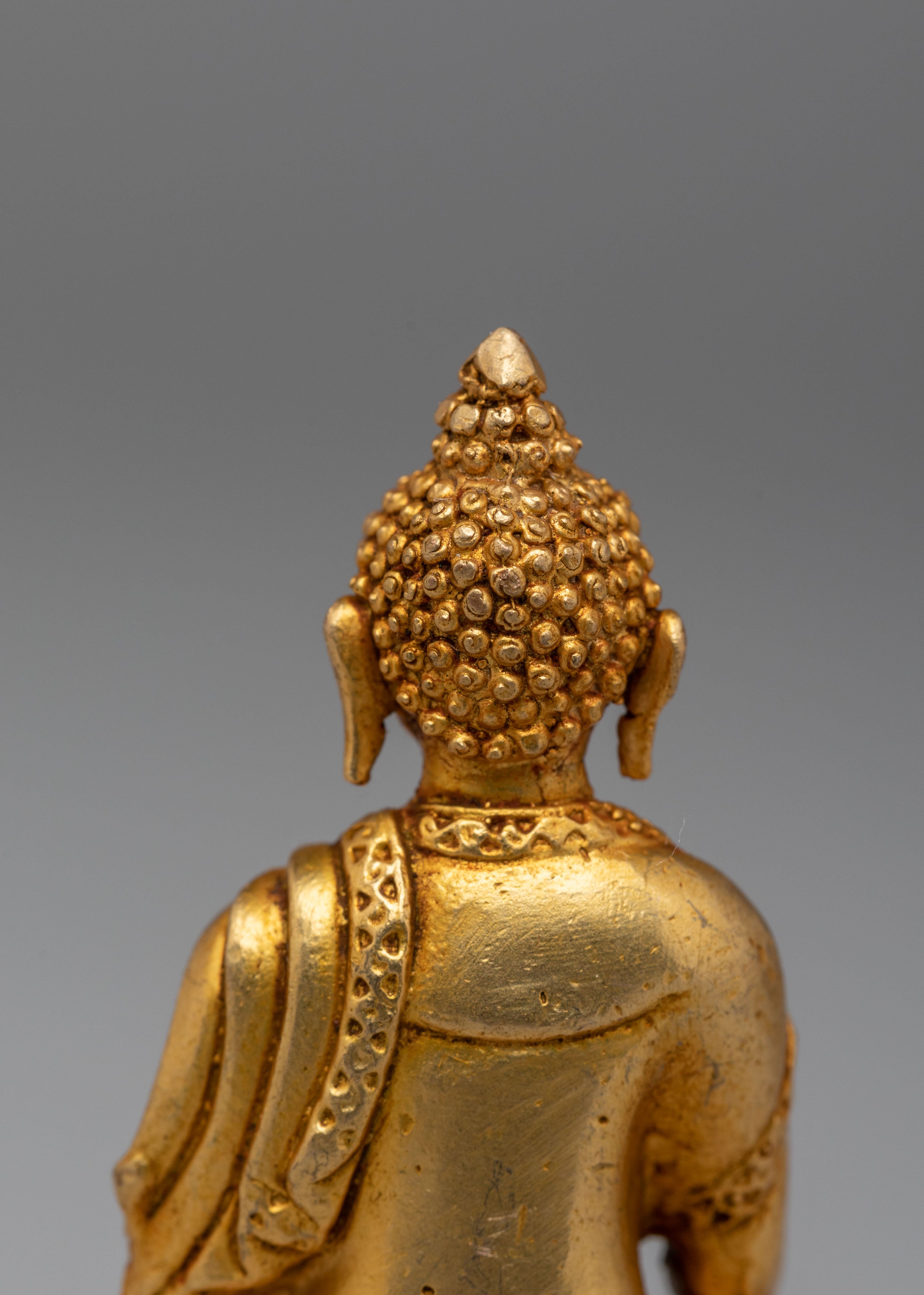 Shakyamuni Buddha Statue for Meditation | Gold Plated Copper Figure