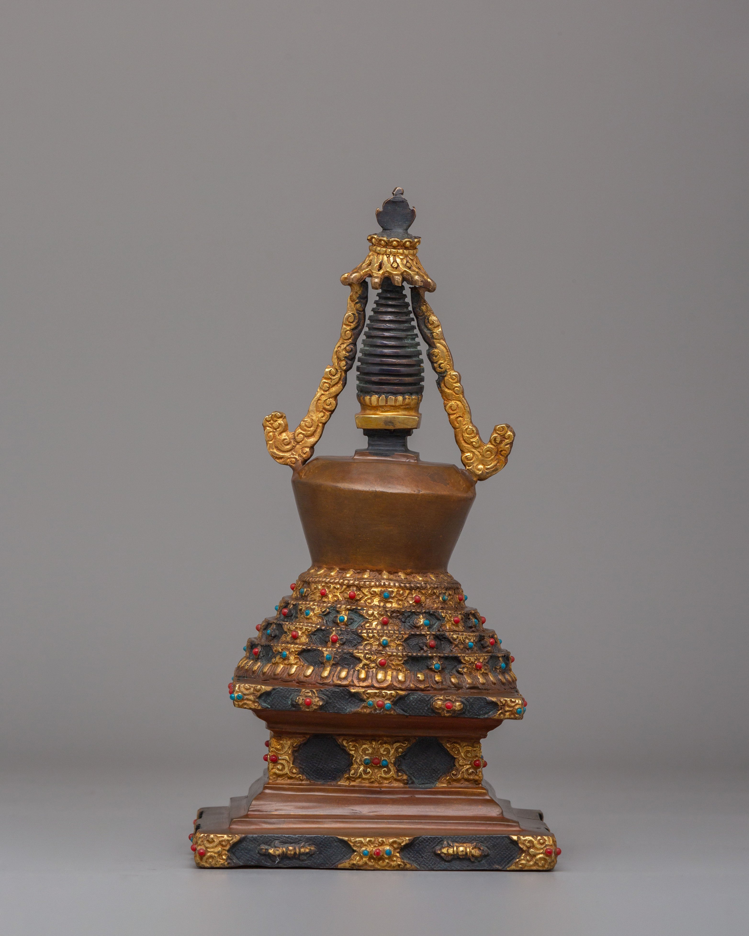 Sacred Lotus Blossom Stupa for Altar | Handcrafted Buddhist Shrine Decor