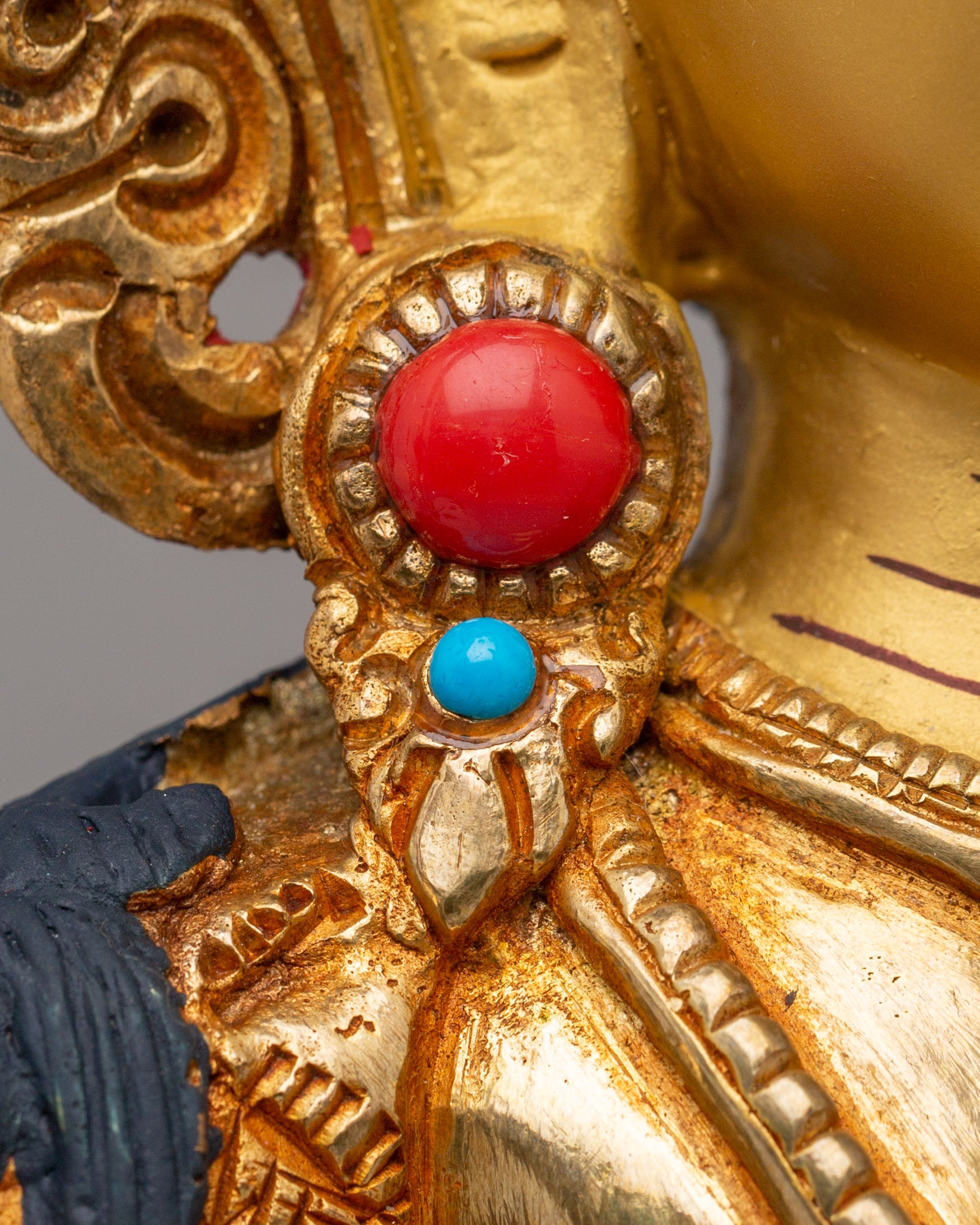Handmade Wisdom Manjushri Statue | 24K Gold Plated Tibetan Buddhist Sculpture