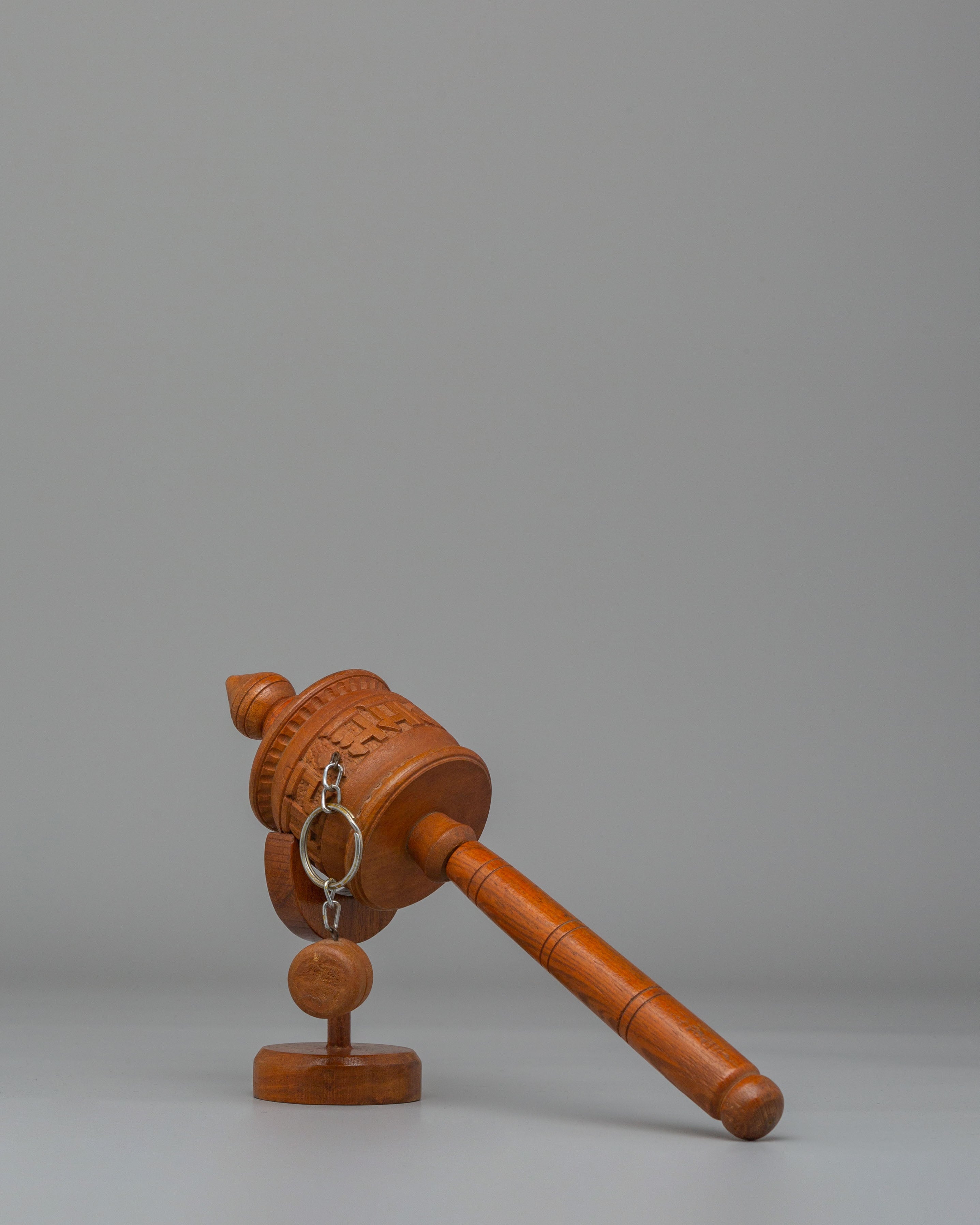 Wooden Himalayan Ritual Prayer Wheel | Buddhist Spiritual Decor for Prayer