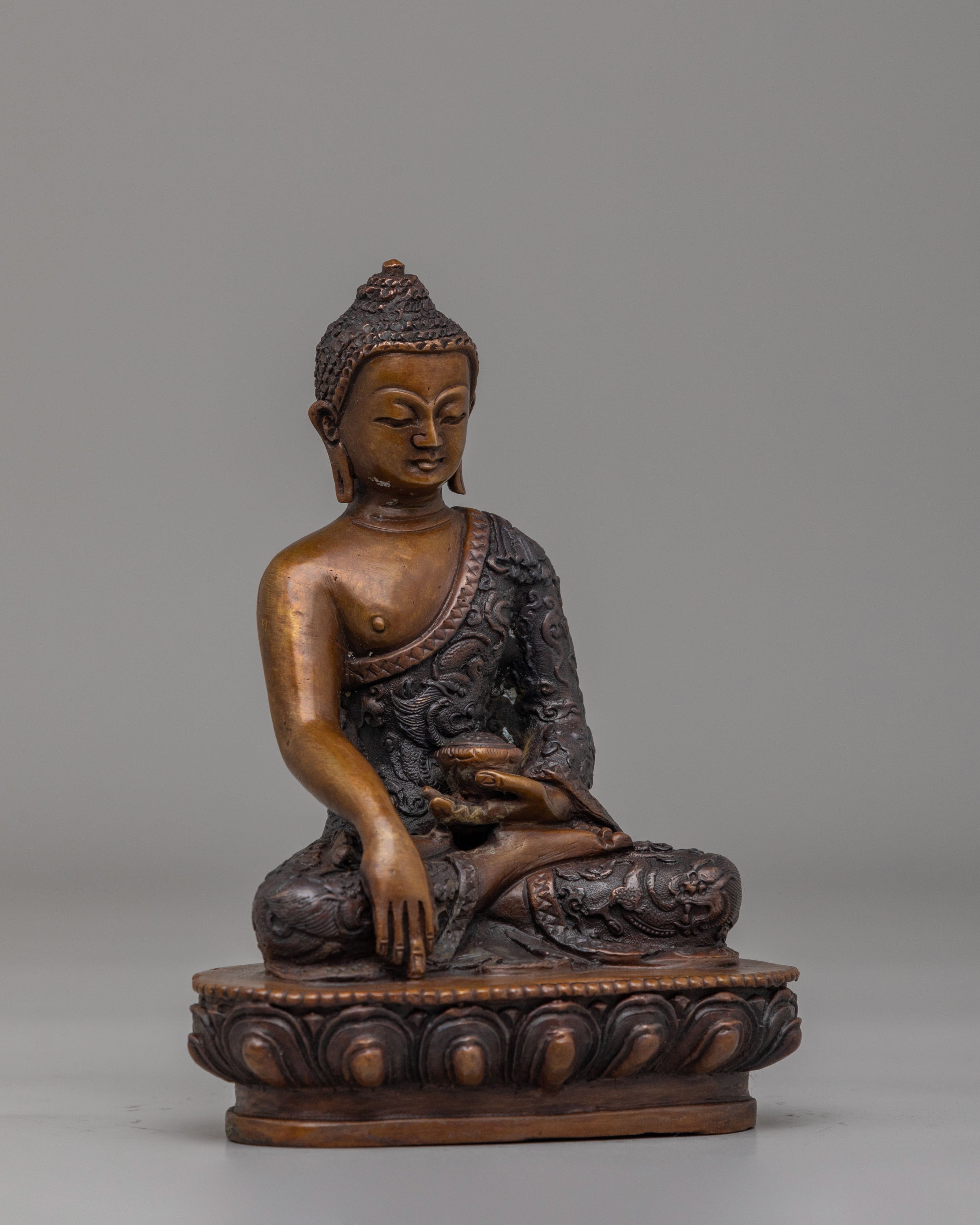 Shakyamuni Buddha Statue for Devotion | Handcrafted Oxidized Copper Art