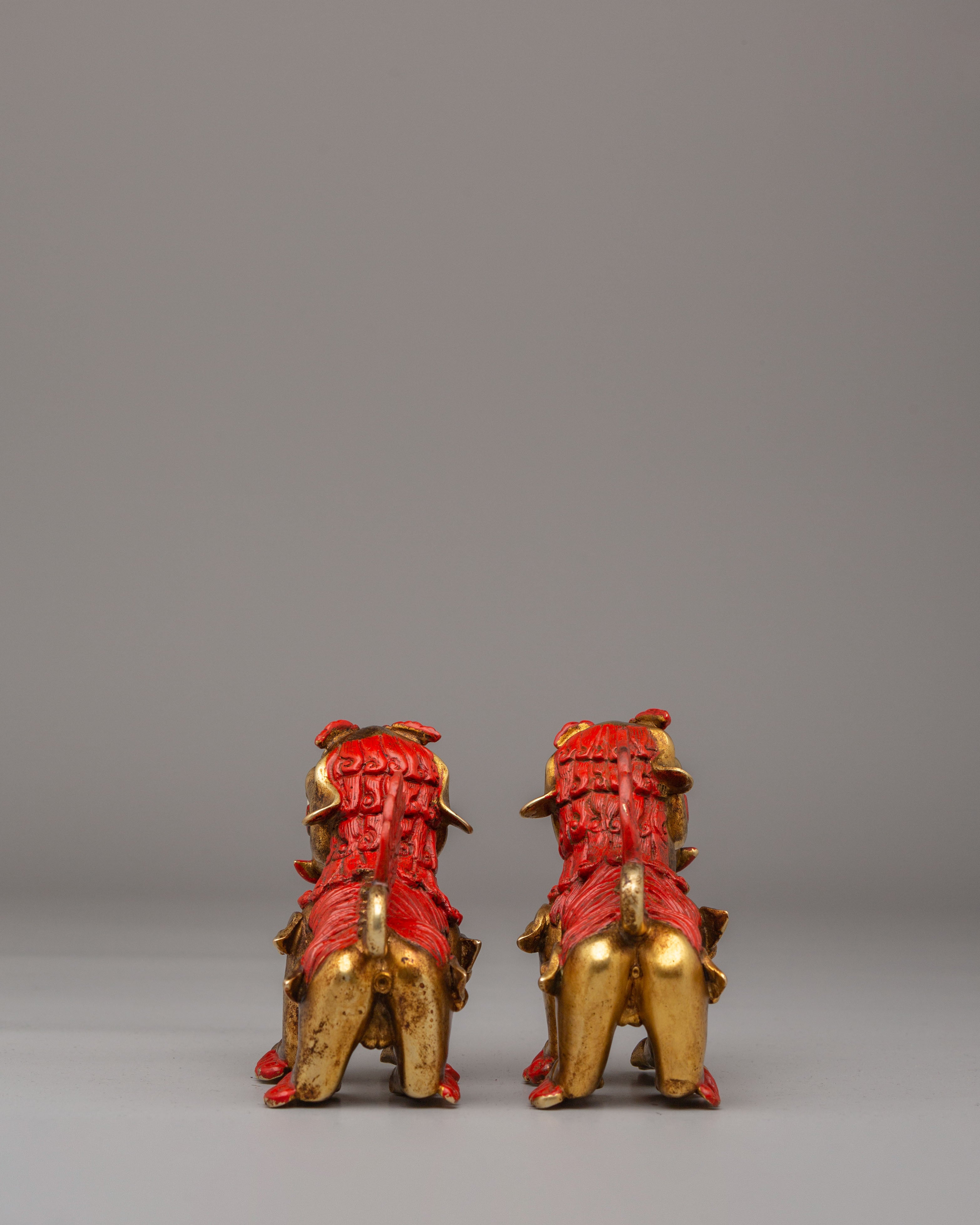 Traditional Decorative Lion Set | Handcrafted Copper Lion Figurines