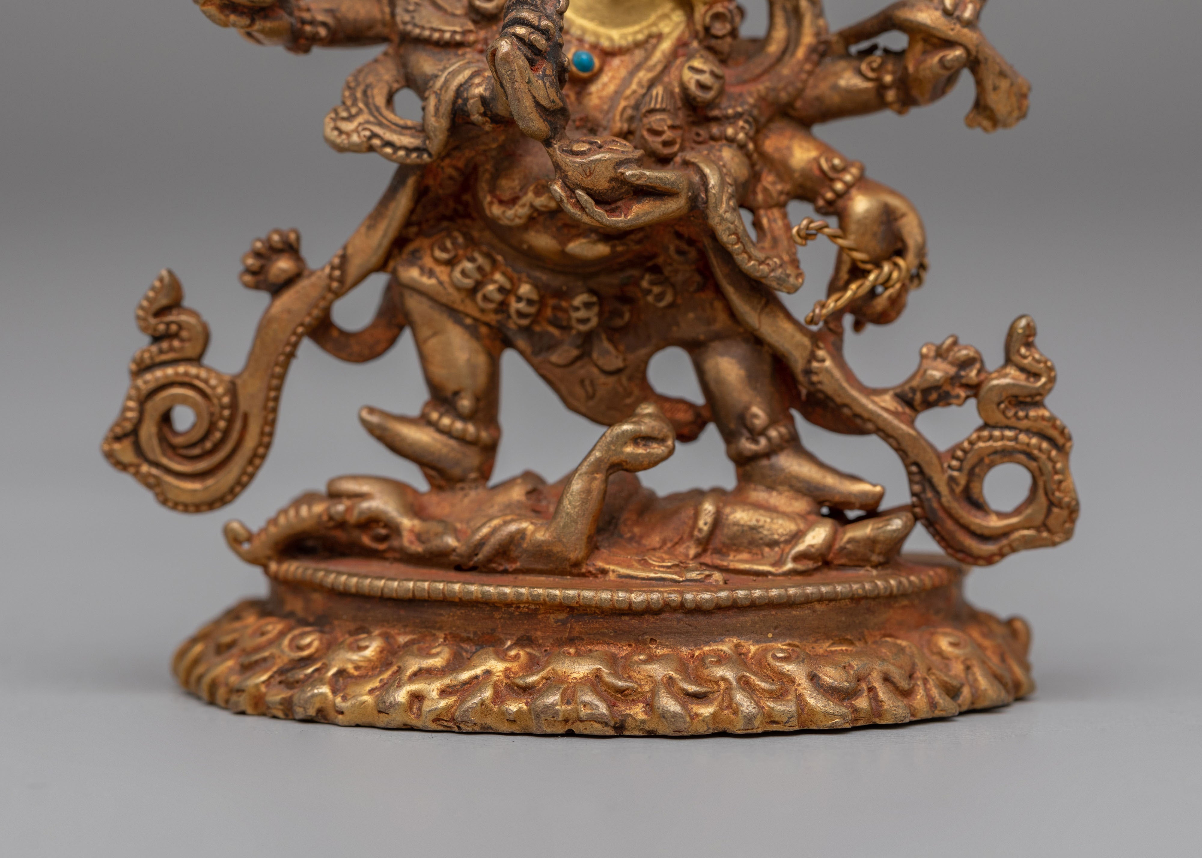 Six-Armed Mahakala Statue for Protection | Wrathful Deity Sculpture
