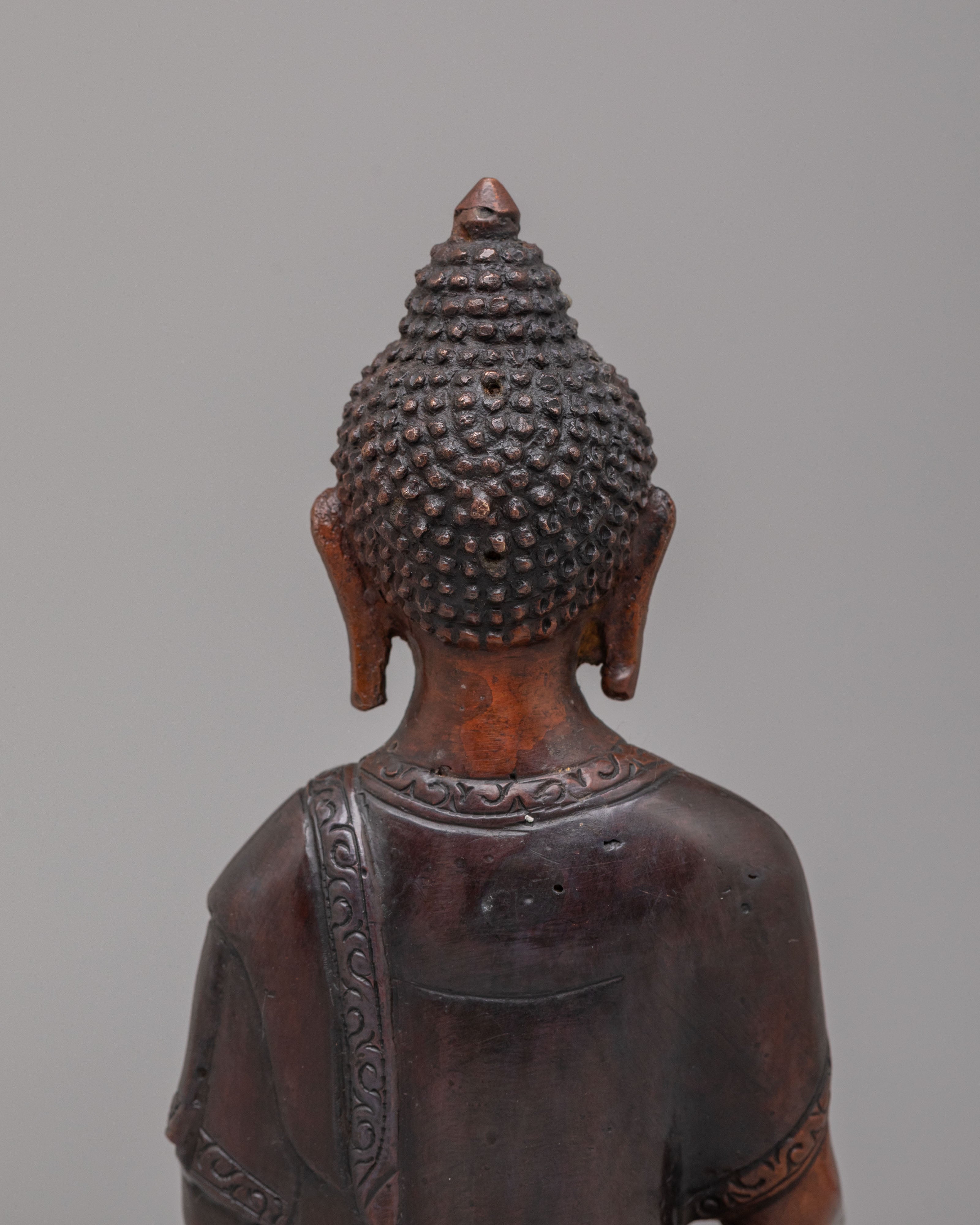 Handmade Shakyamuni Buddha Shrine Statue | Oxidized Copper Body