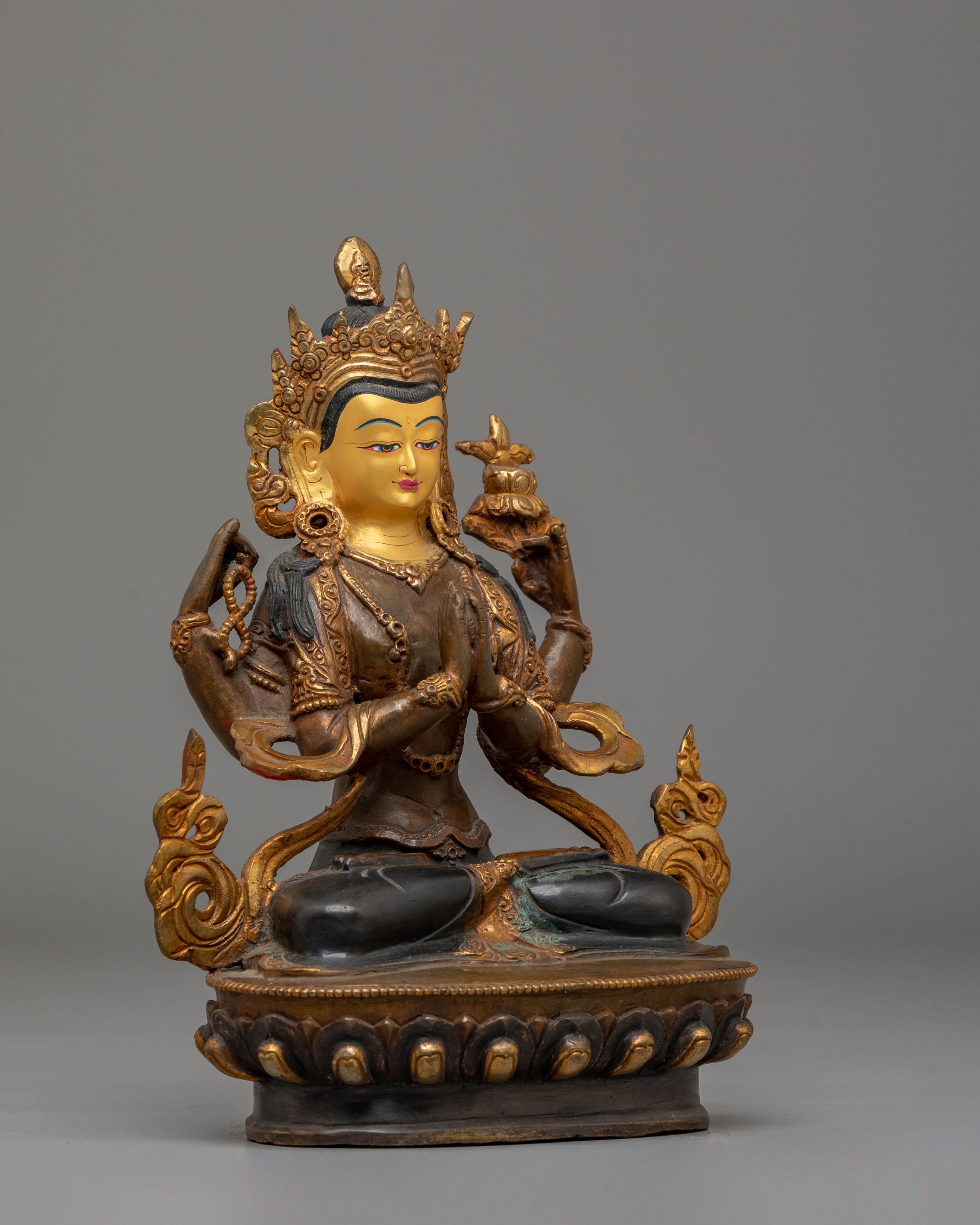 Tibetan Compassion Deity Chenrezig Statue | Bodhisattva of Infinite Wisdom