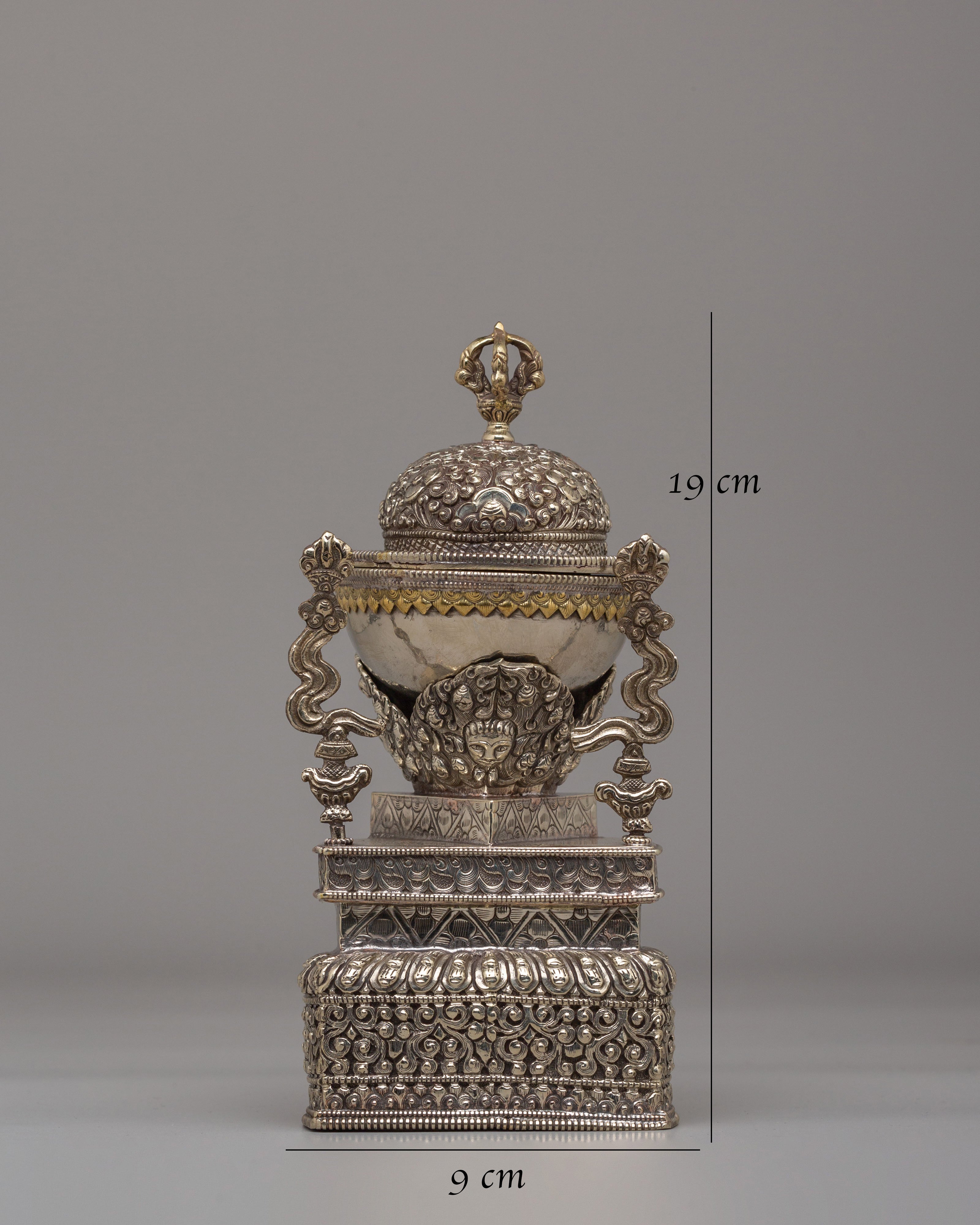 Spiritual Kapala Ritual Tool | White Metal Tibetan Skull Cup