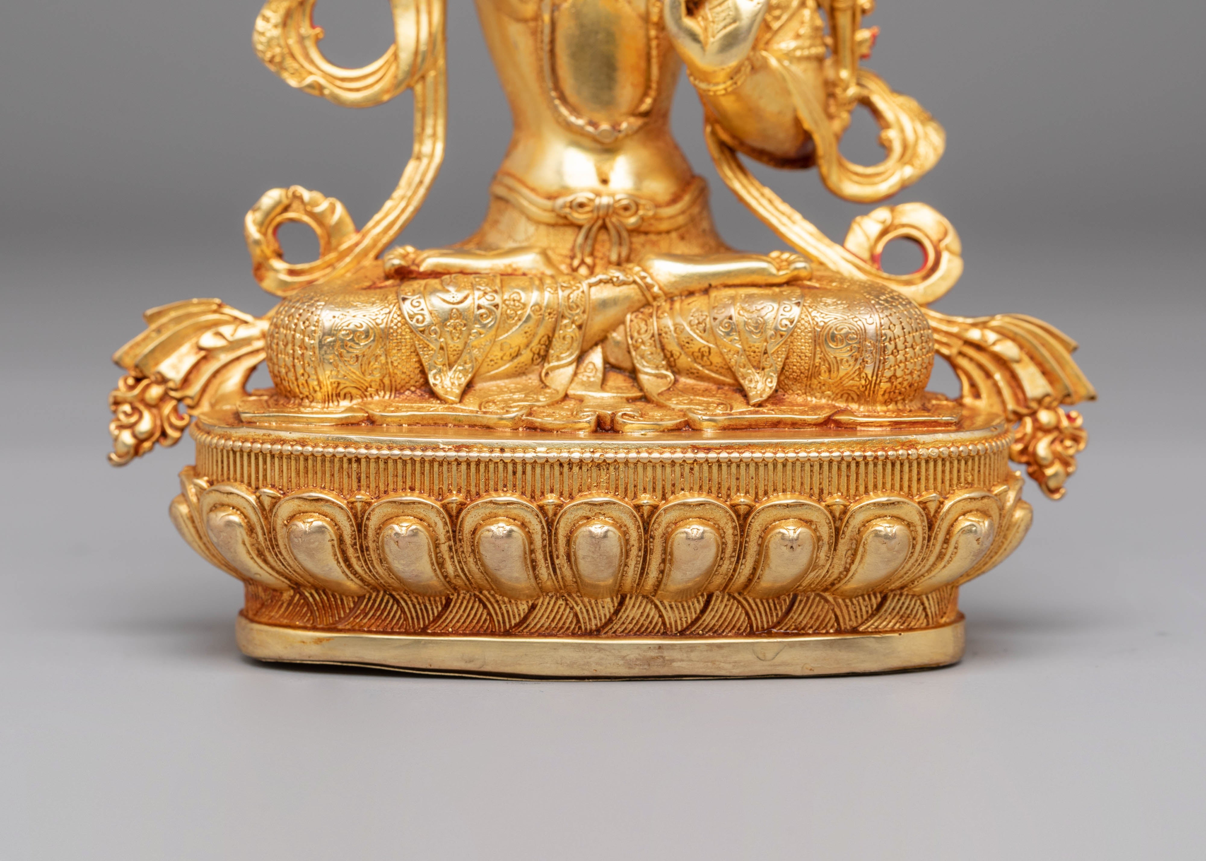 Handmade Golden Manjushri Statue | Statue of Wisdom