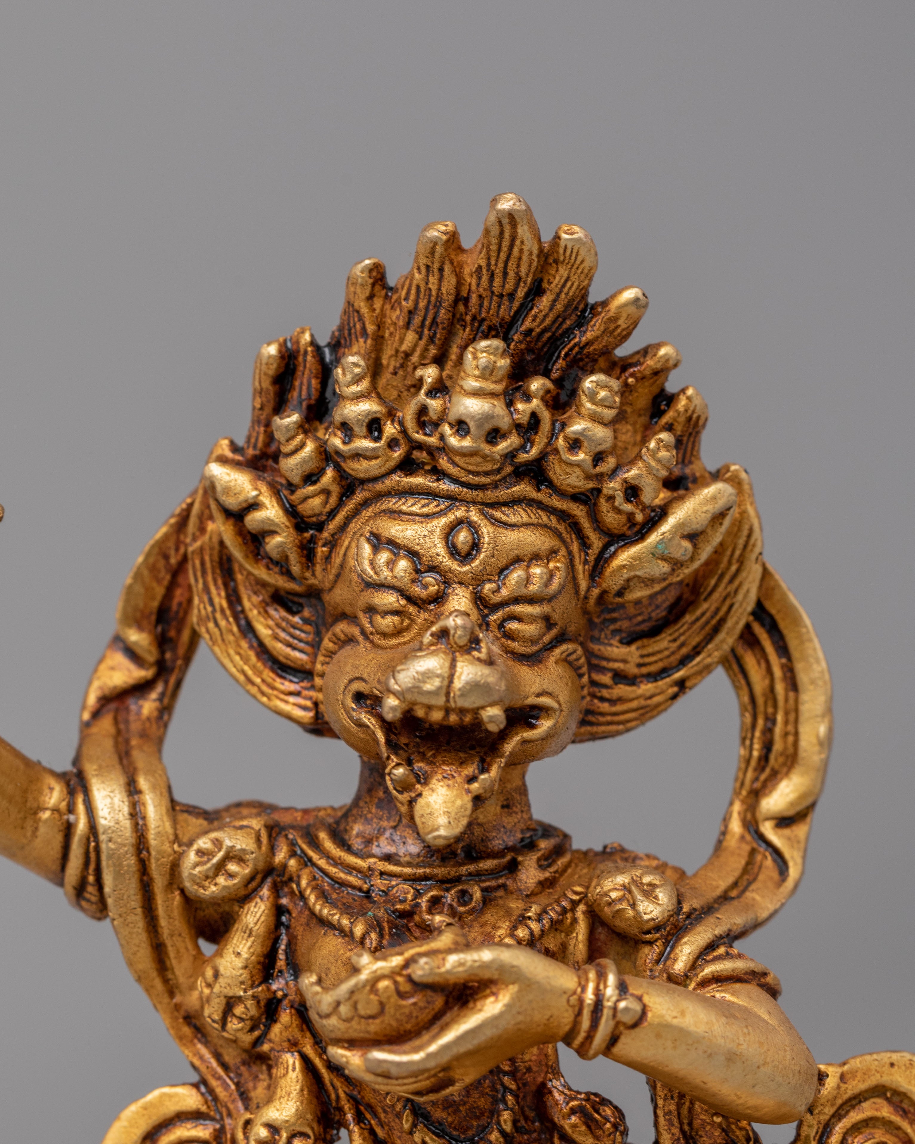 Tibetan Simhamukha Deity Sculpture | Wrathful Protector Art