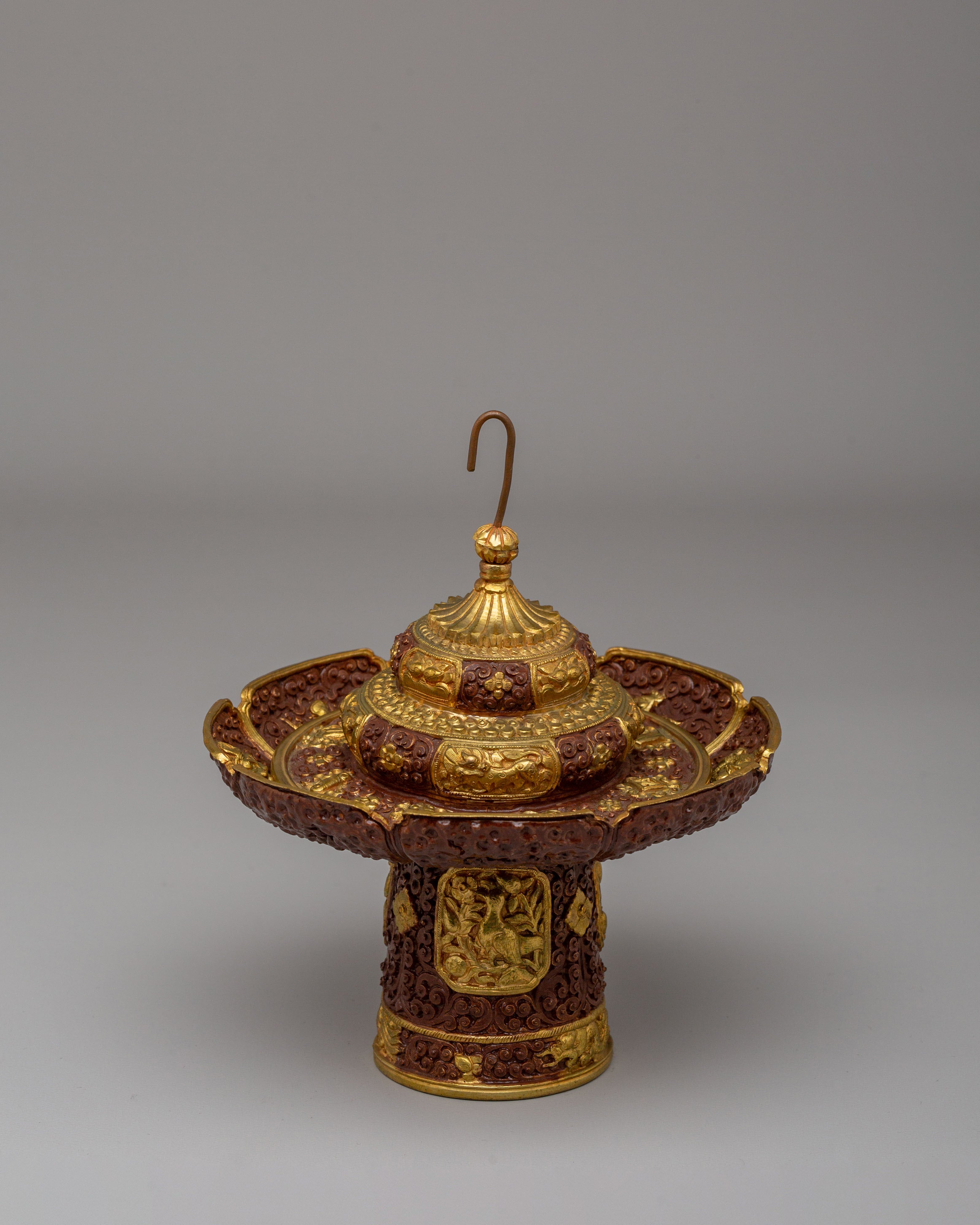 Decorative Himalayan Tea Cup Cover | Traditional Tibetan Ritual Tea Accessory