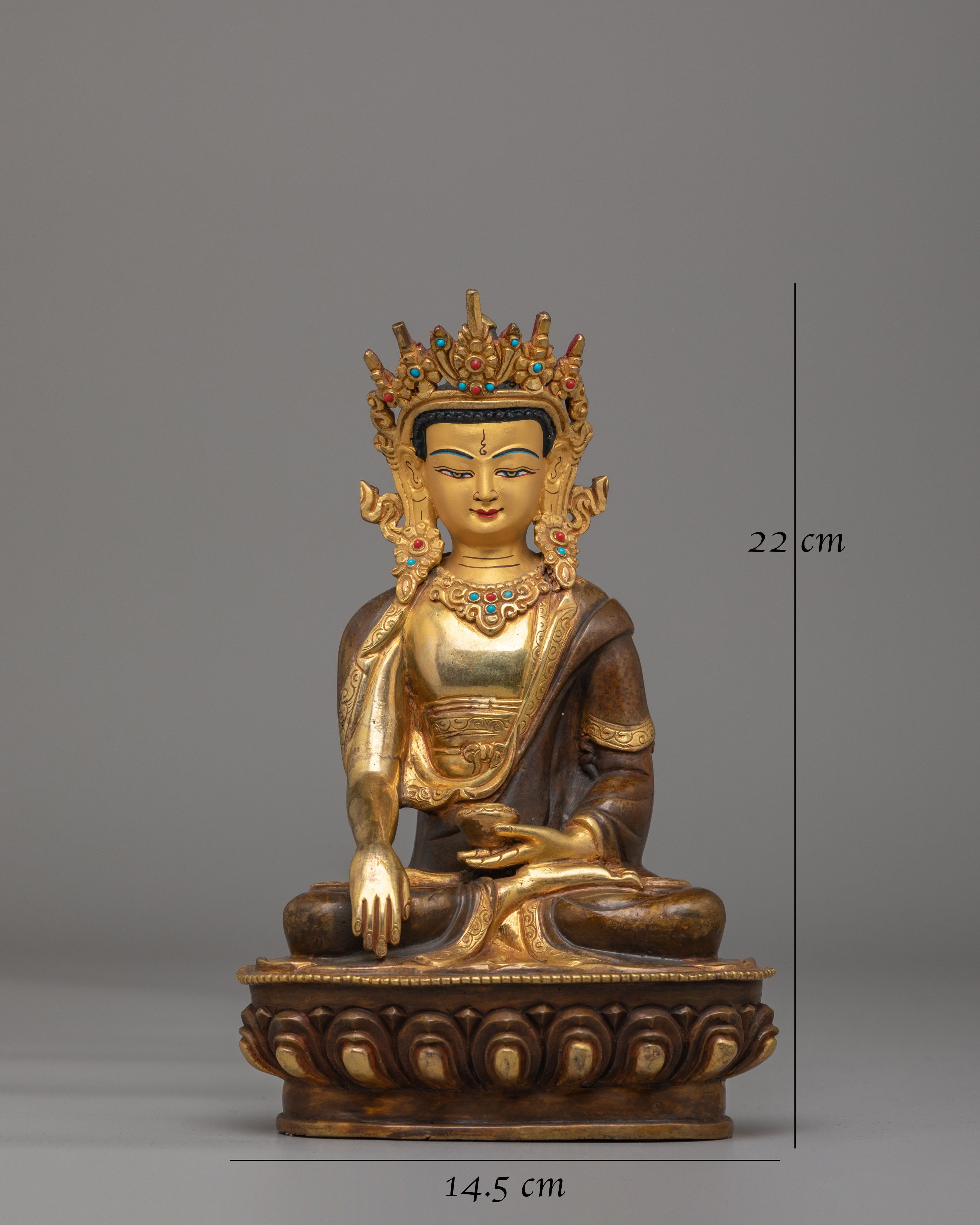 Traditional Crown Shakyamuni Buddha Statue | Himalayan Artwork