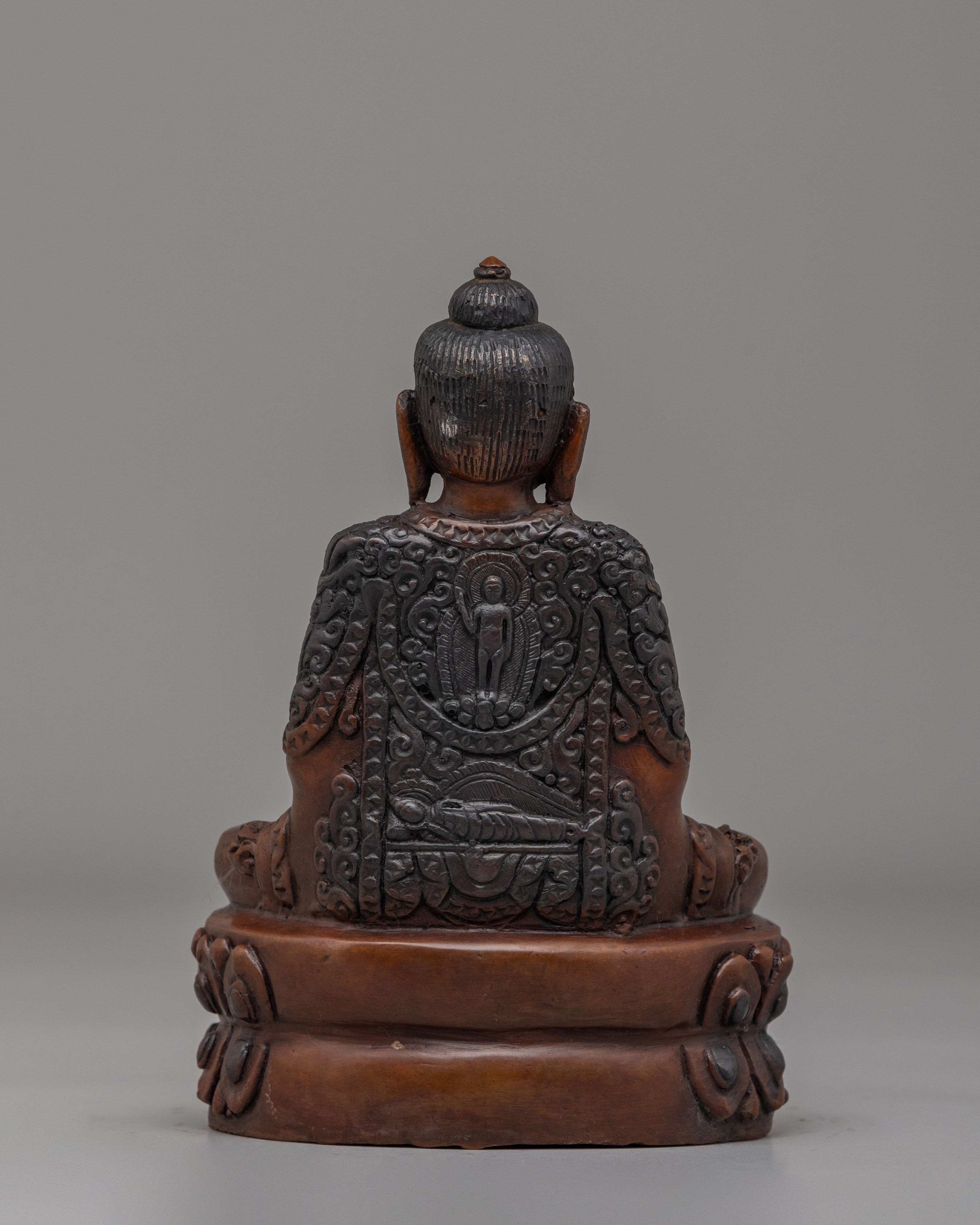 Amitabha Buddha Statue for Meditation | Oxidized Copper Buddha Figure