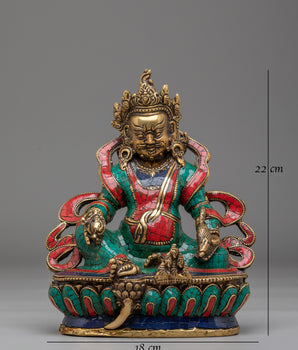 Dzambhala Statue of Wealth and Abundance | Brass Figurine for Mindful Living