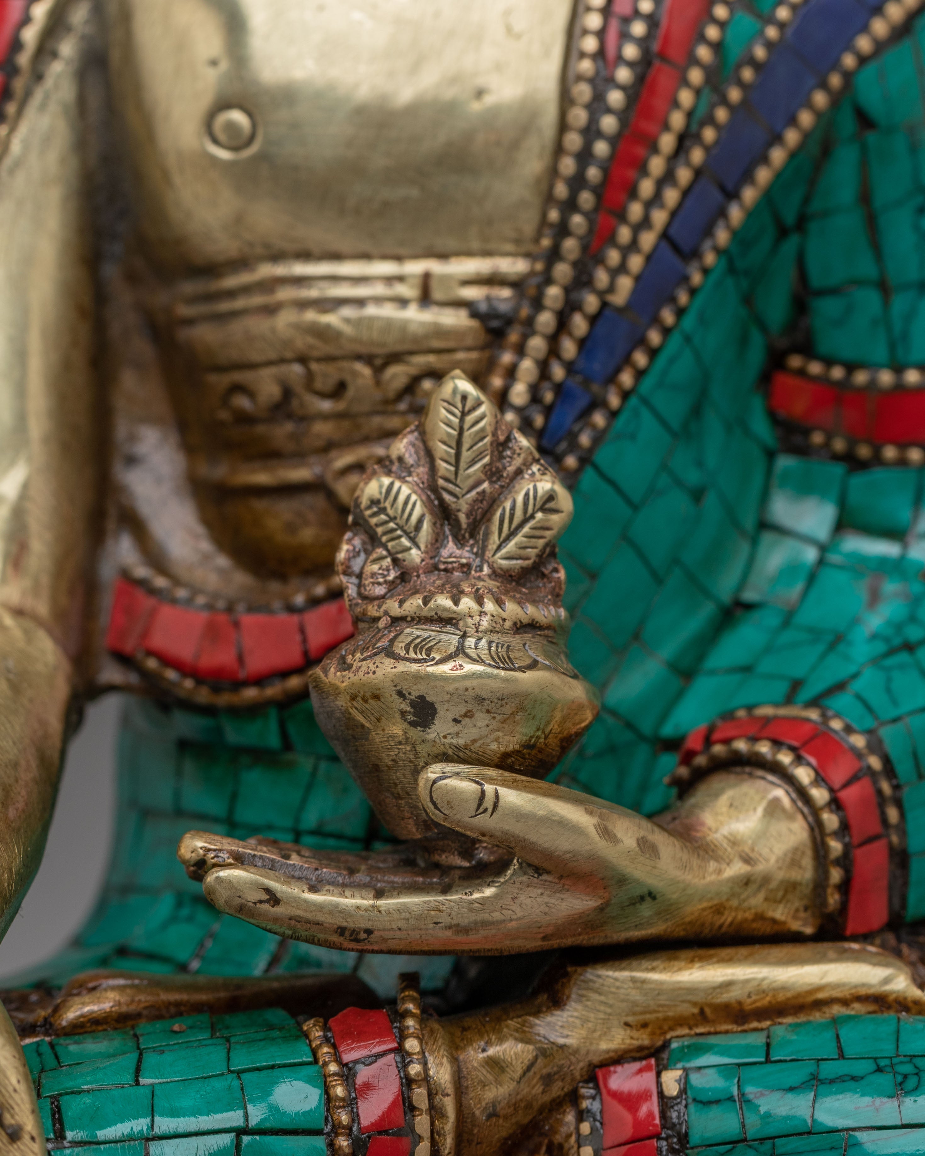 Medicine Buddha Statue With Healing Nectar | Handcrafted Tibetan Sculpture
