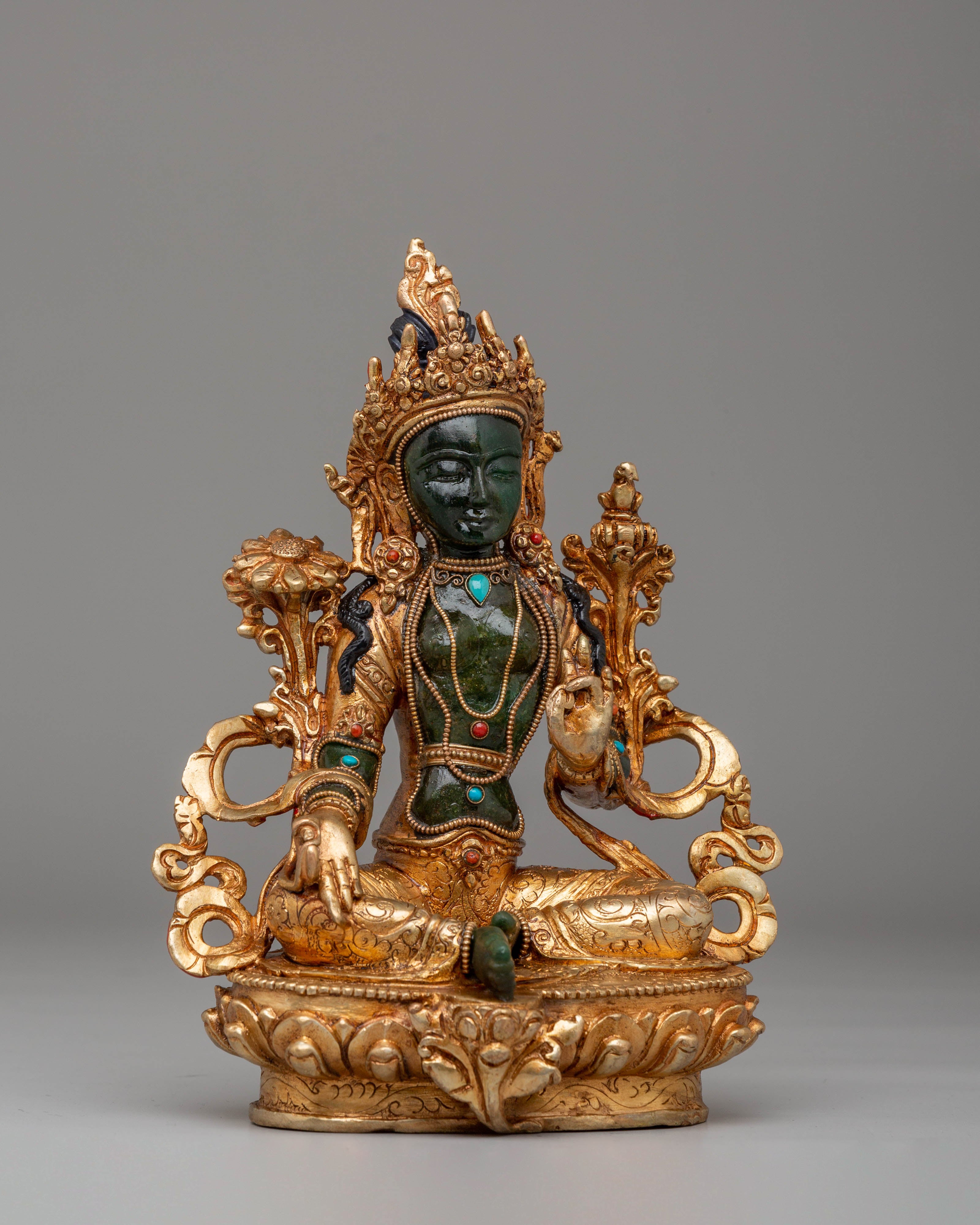 Handmade Shyama Tara Statue of Compassion | Green Tara Sculpture