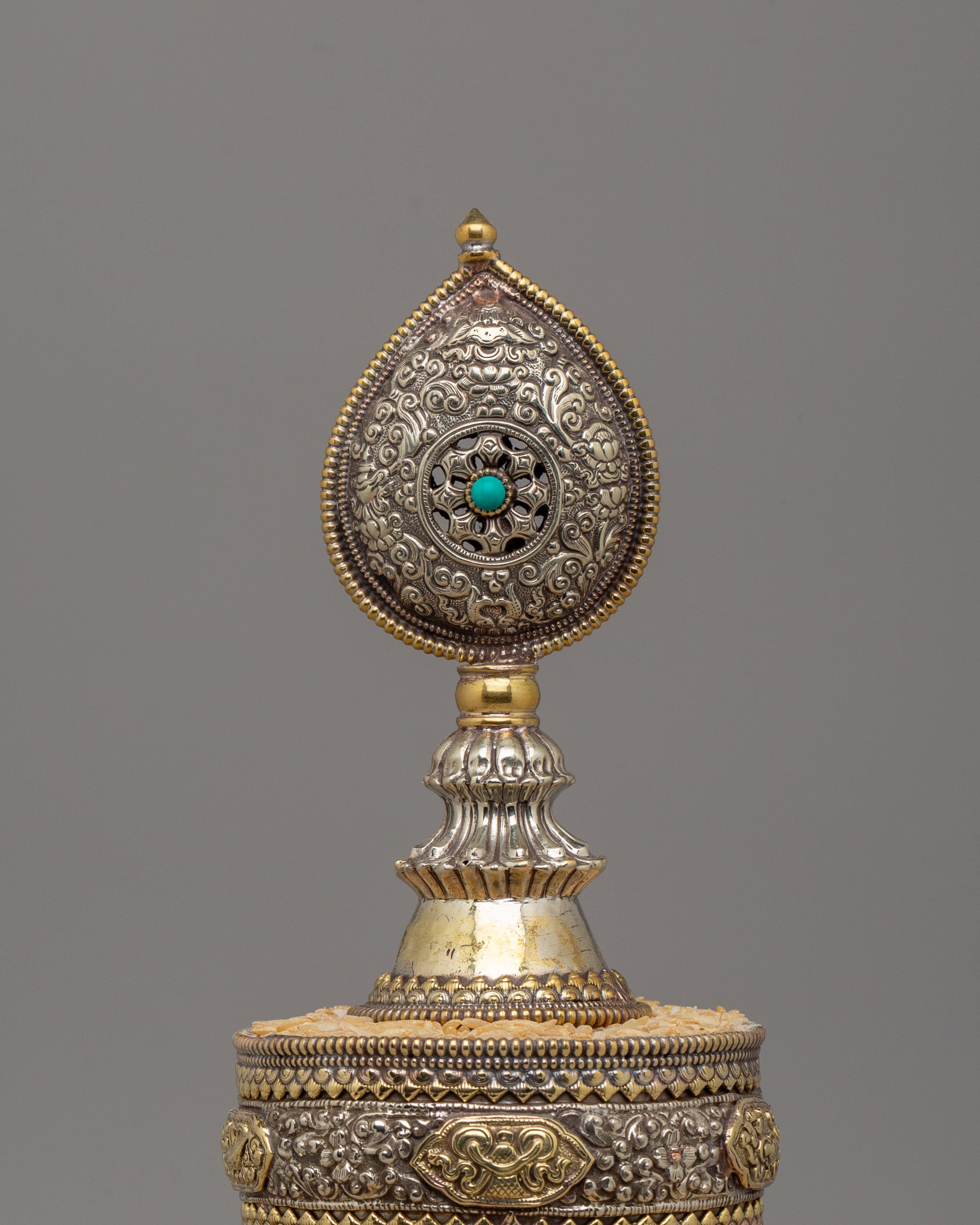 Traditional Altar Mandala Offering Set | Silver and Gold Plated Tibetan Mandala