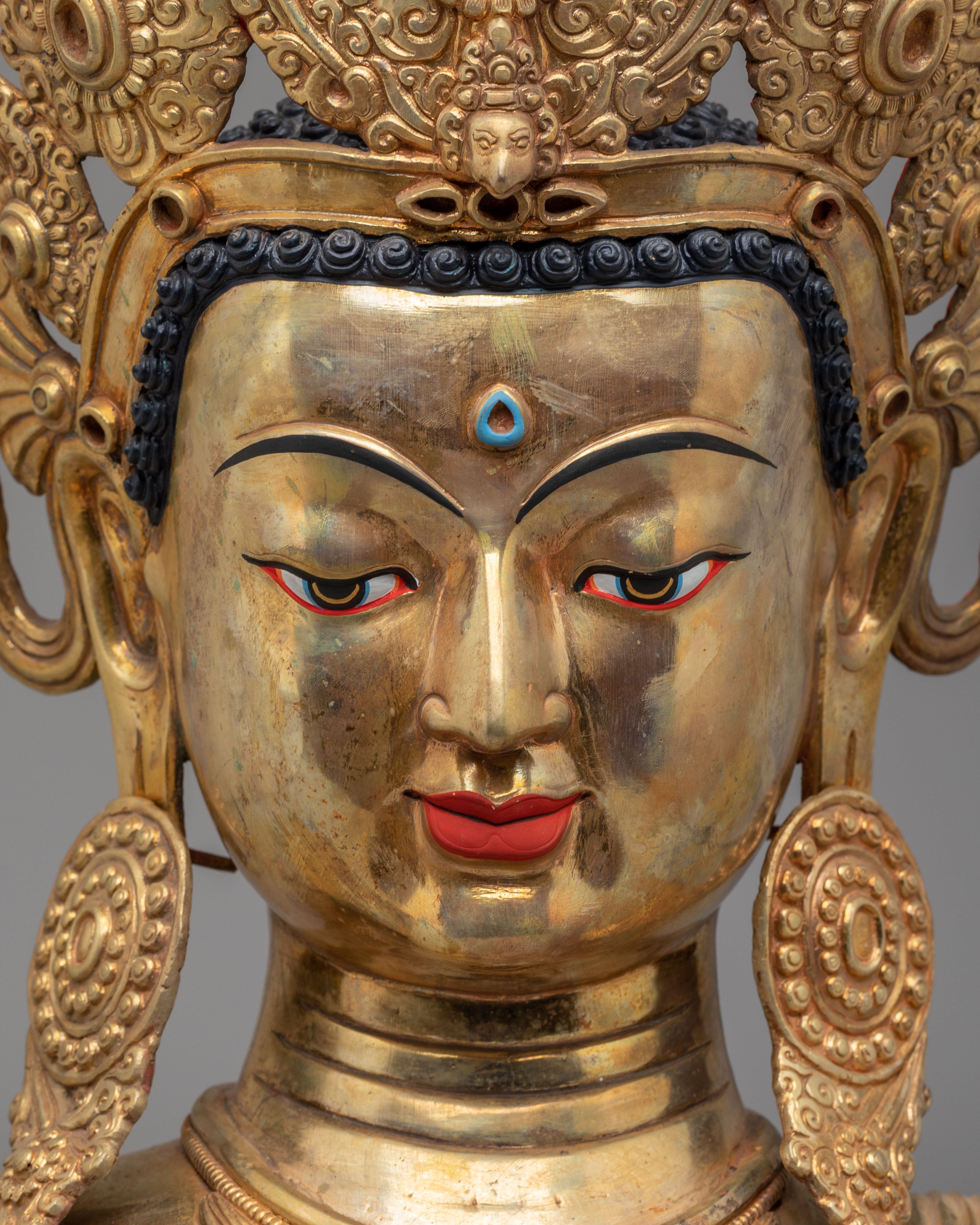 Crowned Buddha Head Altar Decor | Spiritual Decor
