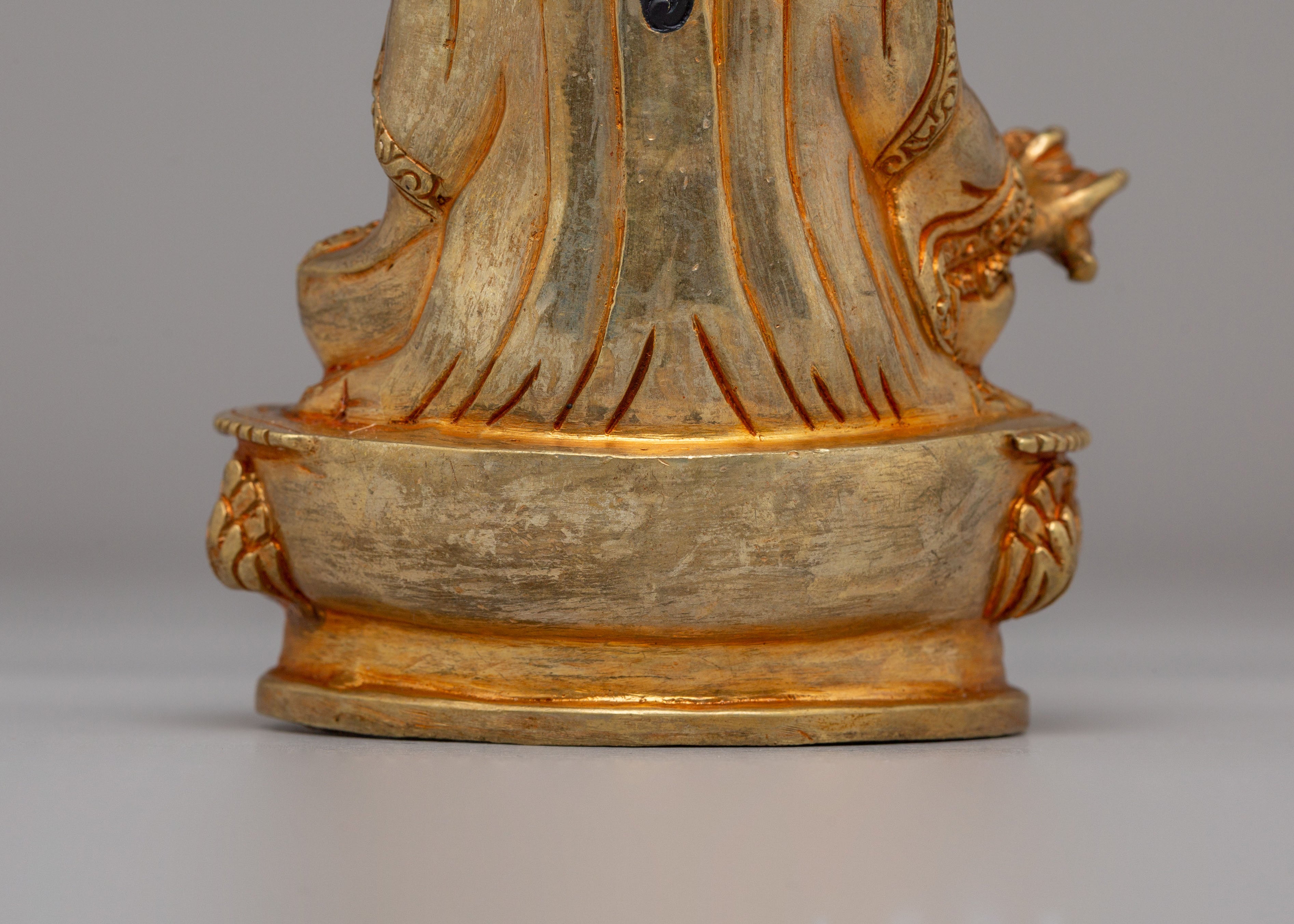 Handcrafted Guru Rinpoche Sculpture | Enlightened Master in 24K Gold Plated