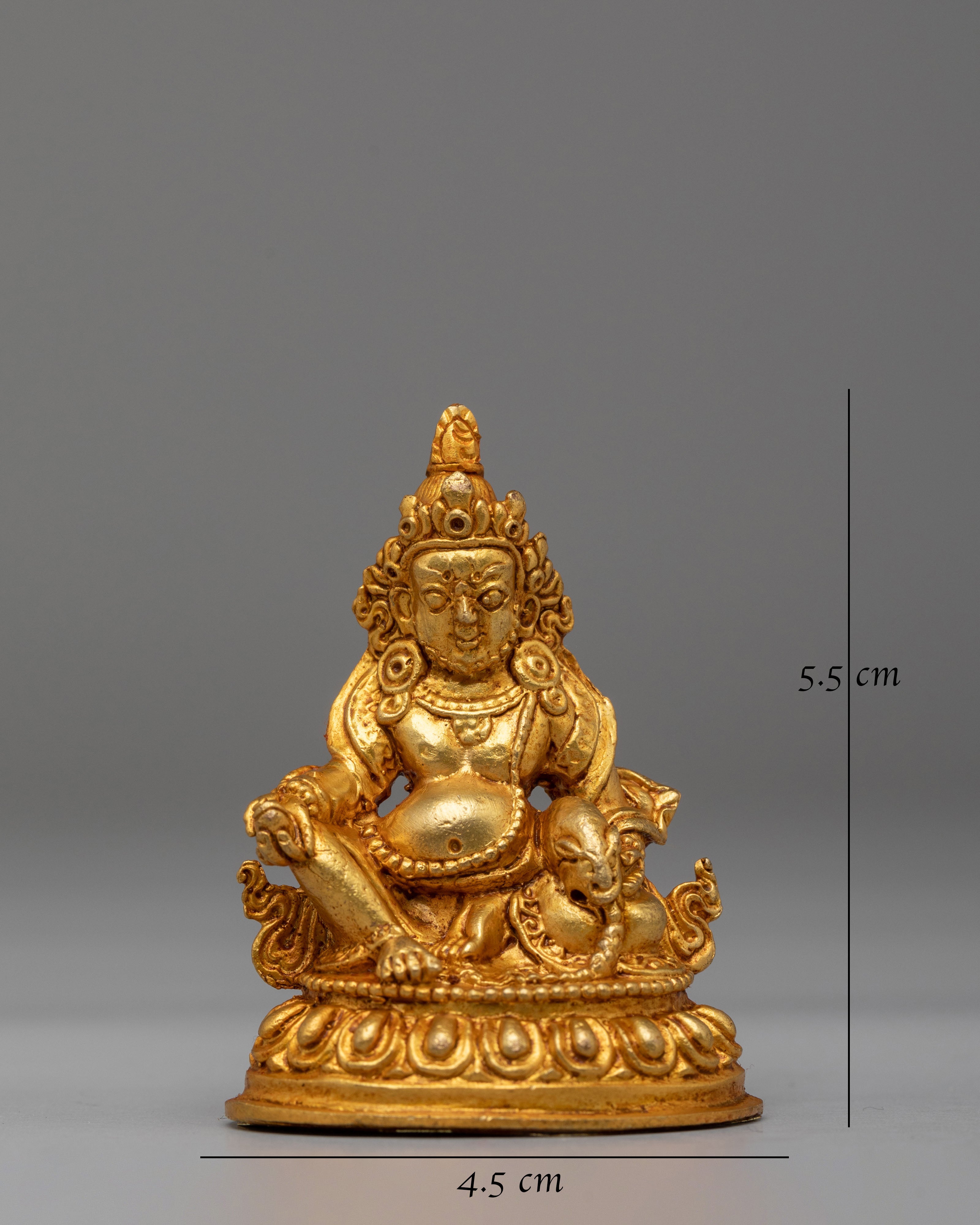 Dzambhala Wealth Deity Altar Statue | Gold-Plated Copper Statue