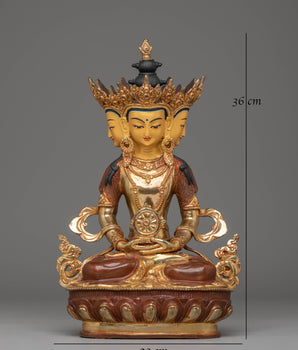 Handmade Copper Vairocana Statue | Symbol of Wisdom & Purity for Sacred Spaces