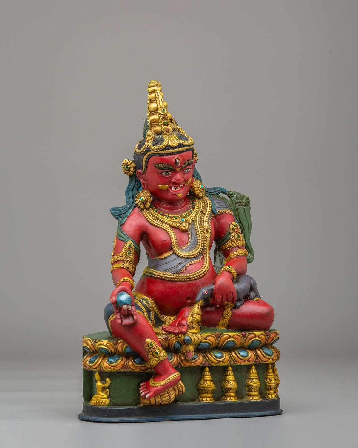 Himalayan Dzambhala Altar Deity Statue | Tibetan Wealth Deity Figurine