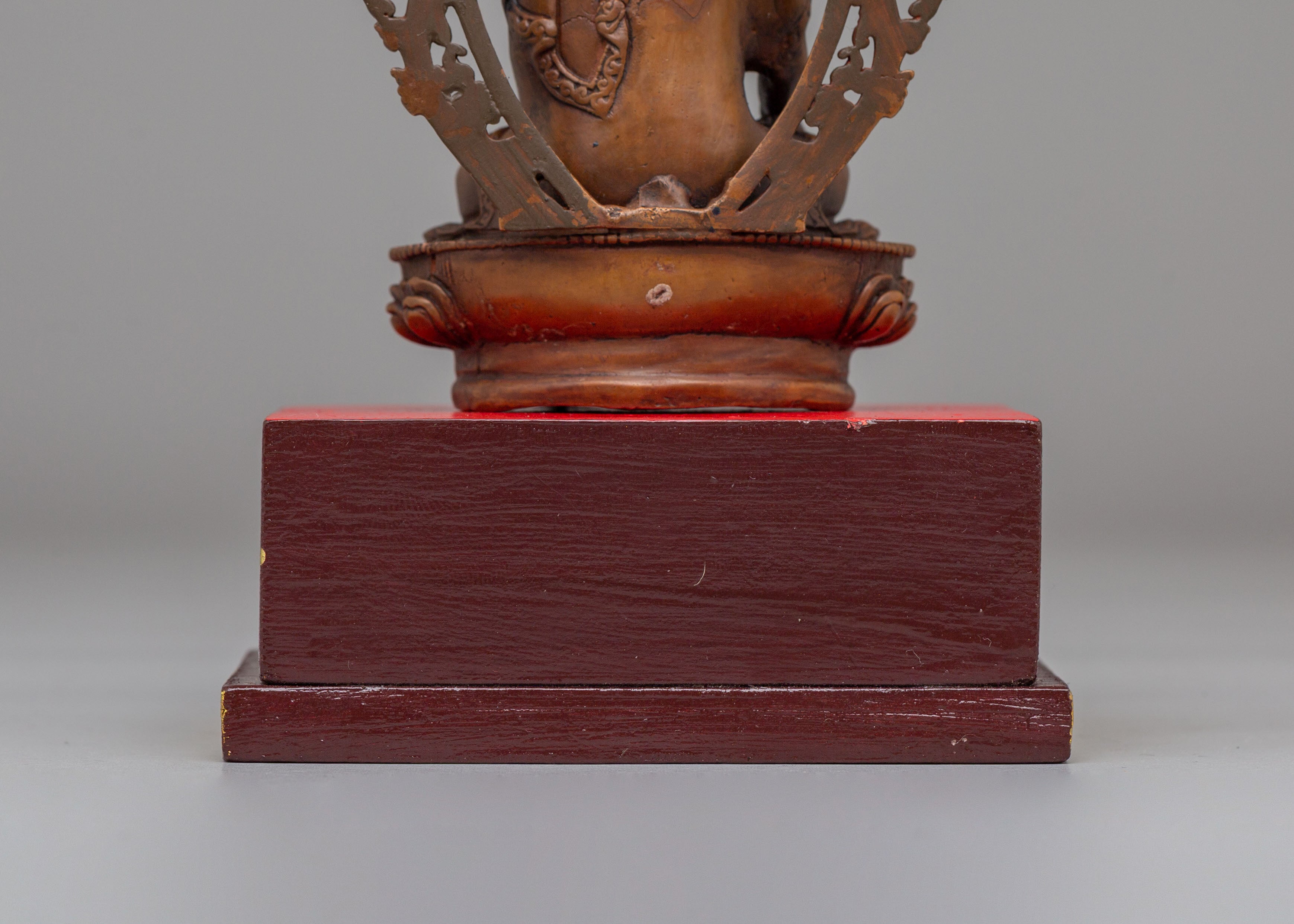 Tibetan Shakyamuni Buddha Deity Figurine | Handcrafted Wooden Statue