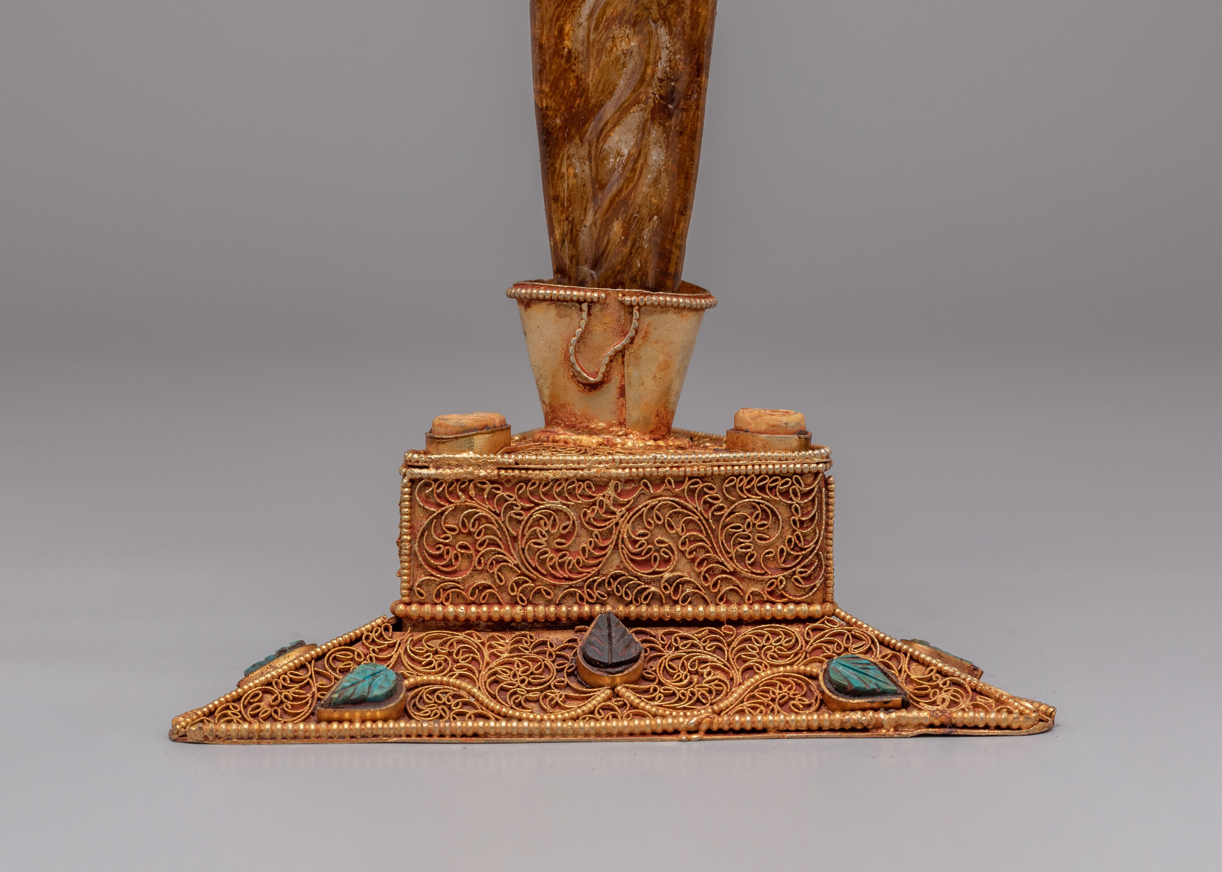 Ceremonial Tibetan Ritual Phurba | Gold Plated Buddhist Ritual Dagger
