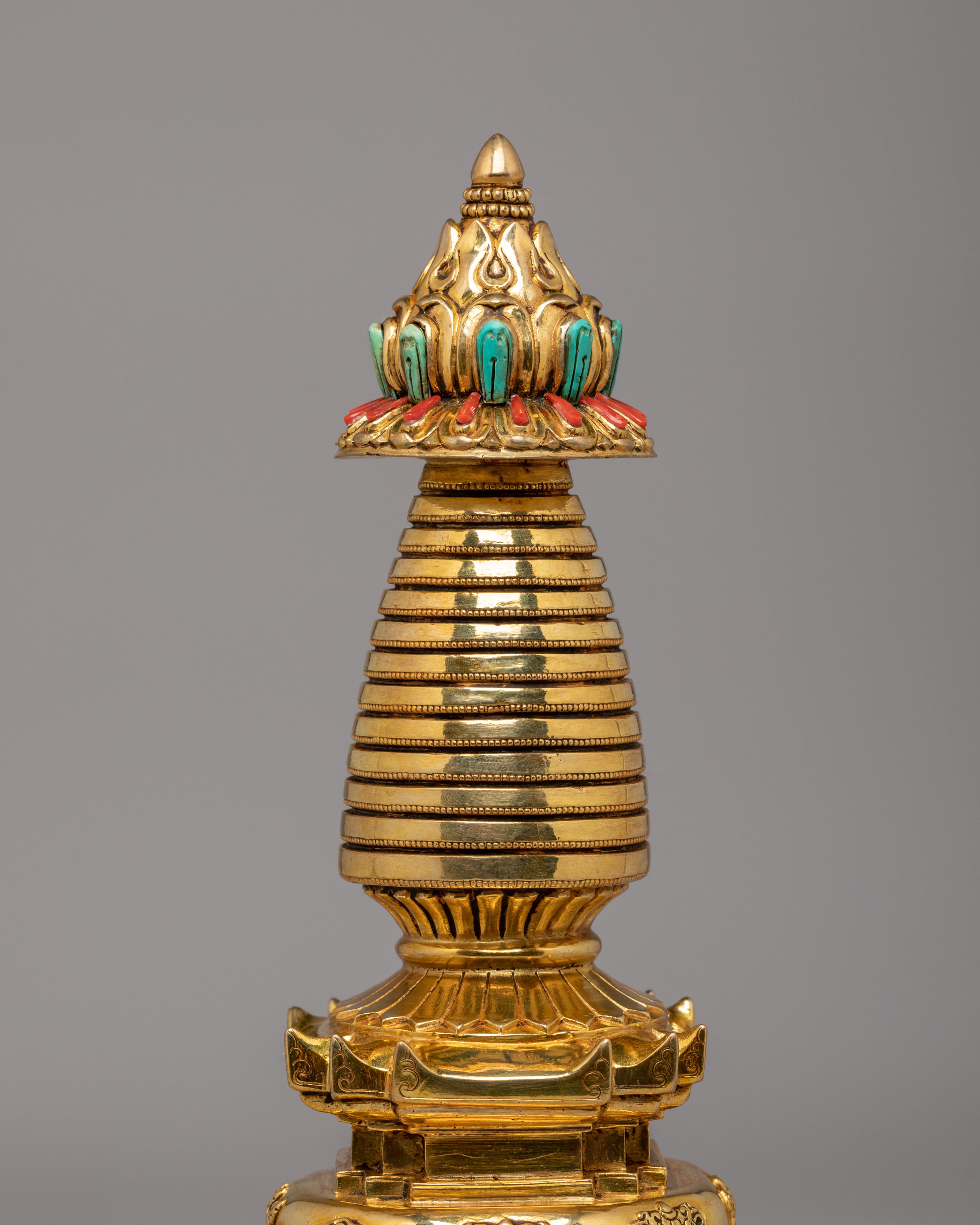 Sacred Himalayan Kadampa Stupa | 24K Gold Plated Copper Stupa