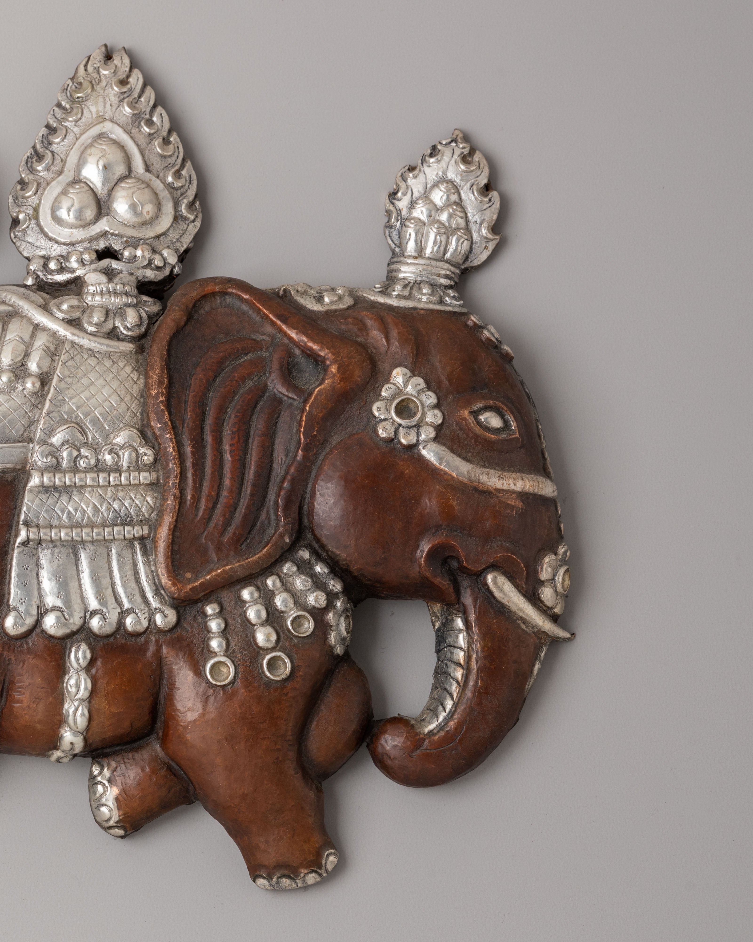 Traditional Elephant Wall Hanging | Handcrafted Oxidized Copper Art