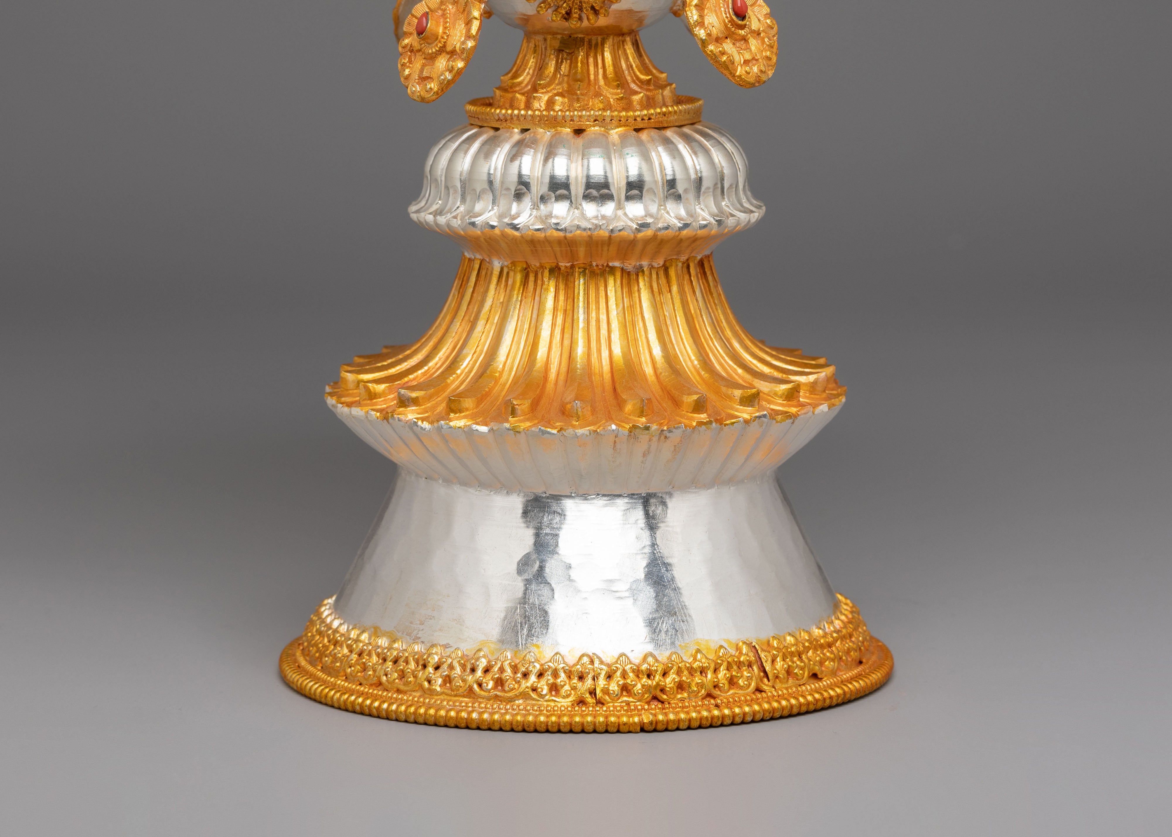 Sacred Ceremonial Butter Lamp | Gold Silver Ritual Lamp
