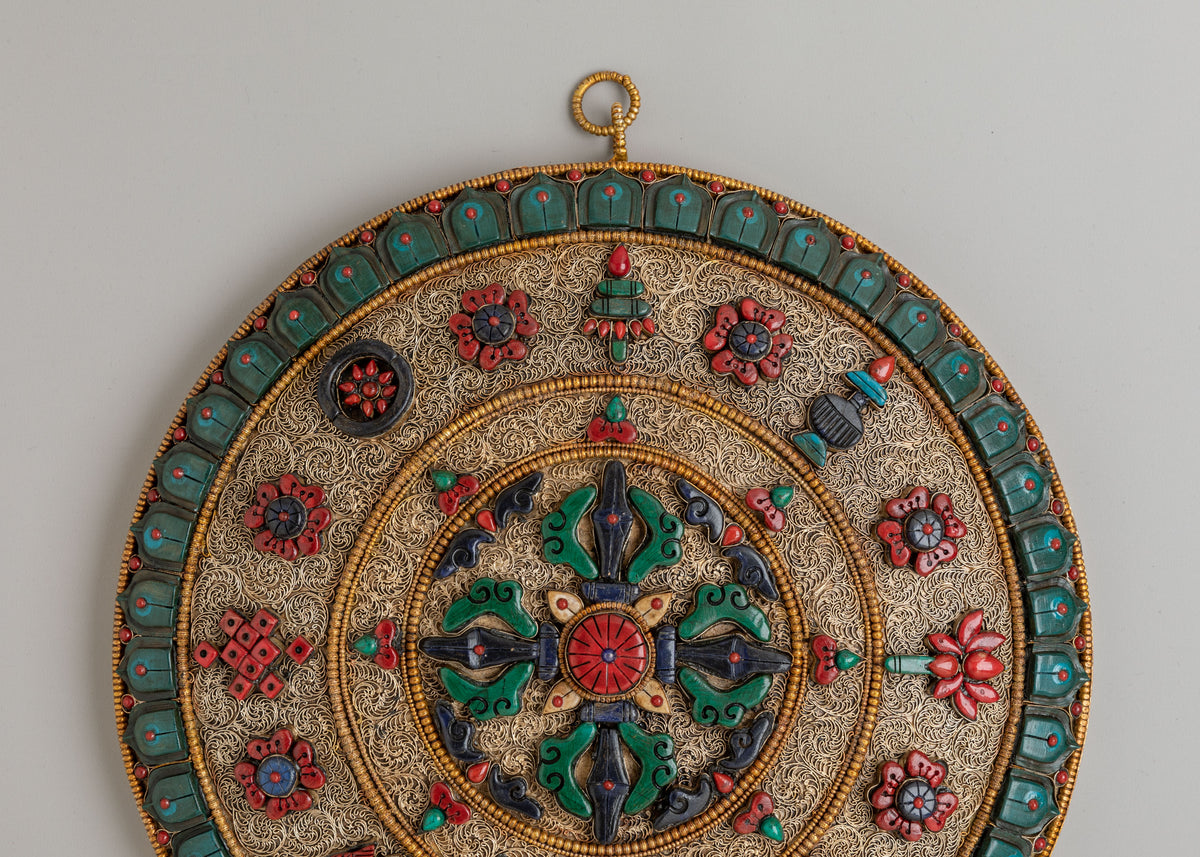 Double Vajra Wall Hanging for Altar | Sacred Tibetan Buddhist Artwork