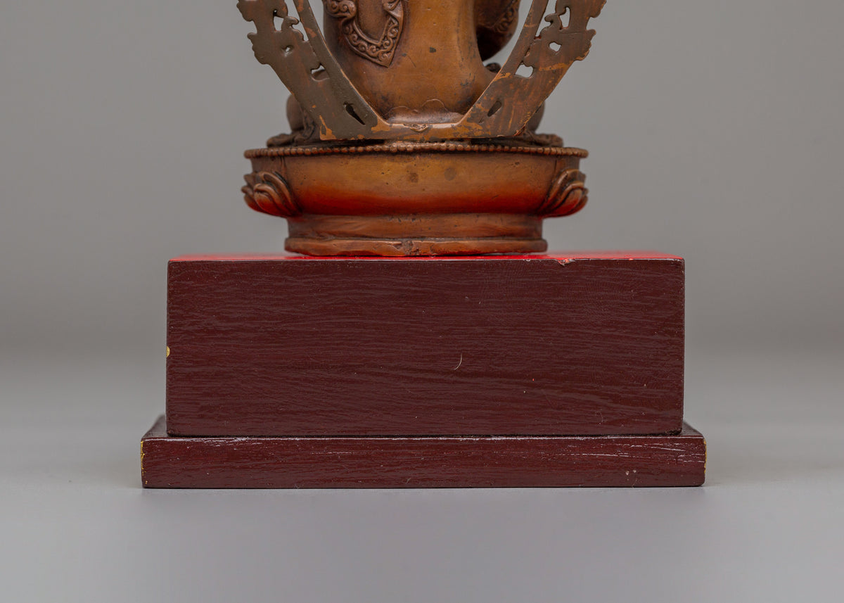 Amitabha Buddha Deity Statue | Handcrafted Copper & Wood Figure