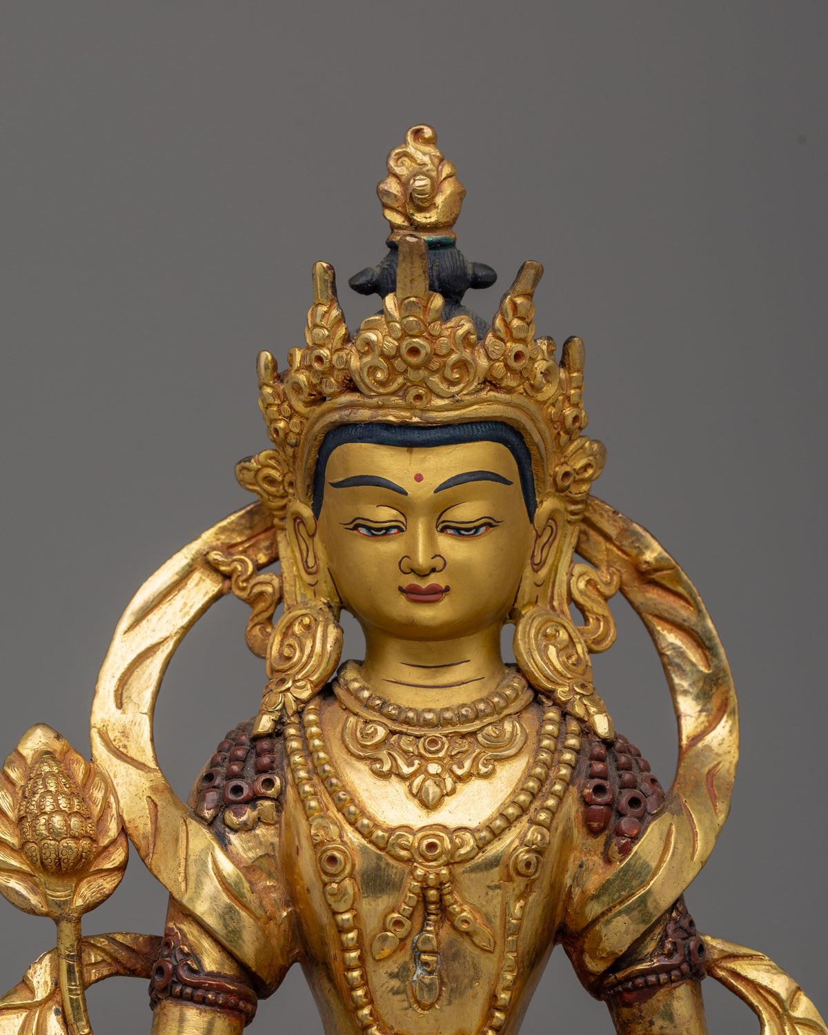 Handcrafted Scared Kshitigarbha Statue | 24K Gold Plated