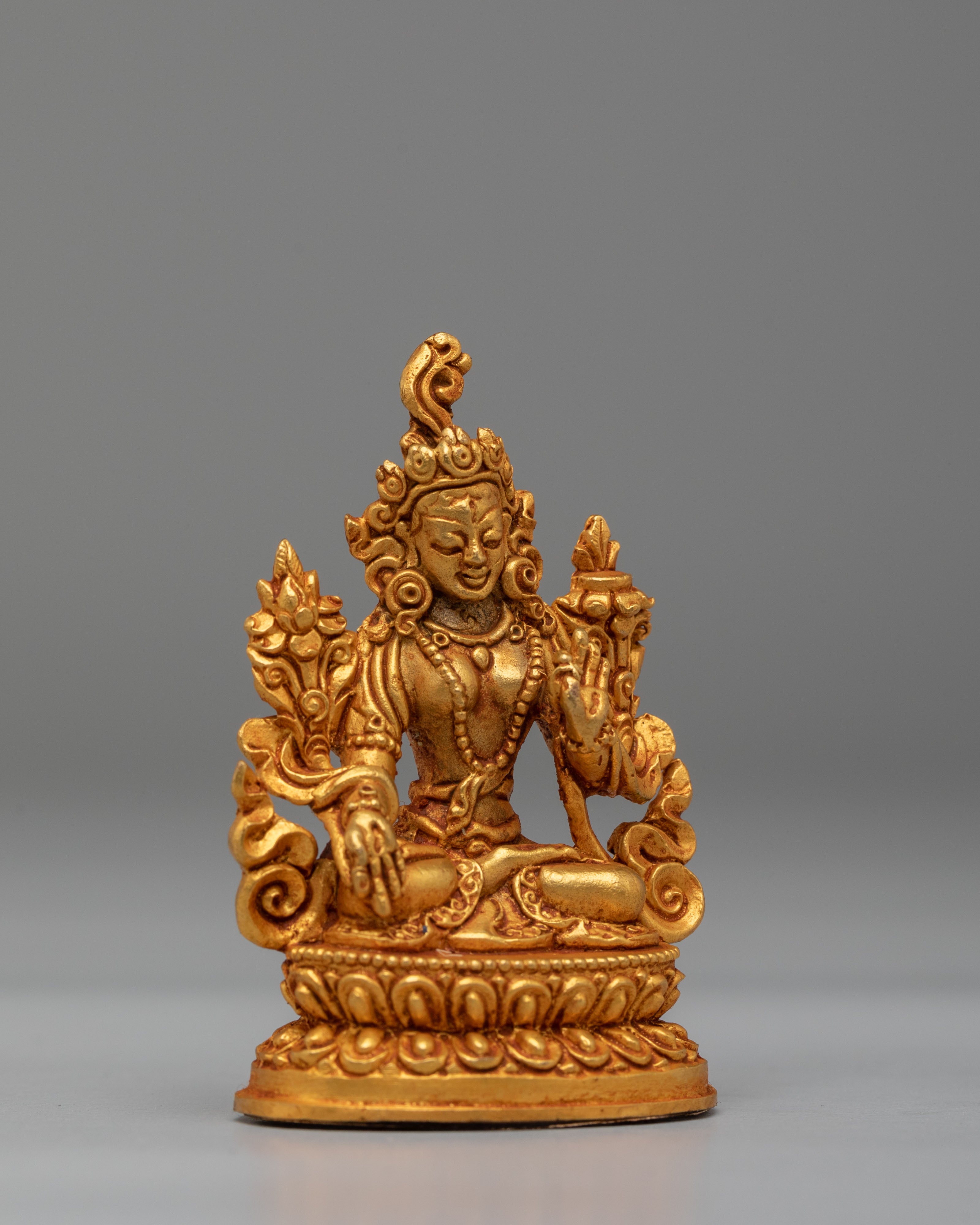 Handcrafted White Tara Goddess Statue | Copper Body with Gold Plating