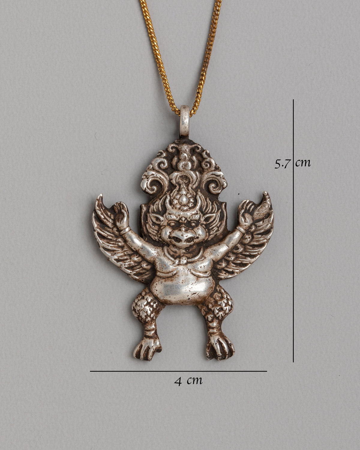 Buddhist Garuda Locket | 92.5 Sterling Silver Fire Gilt Pendant