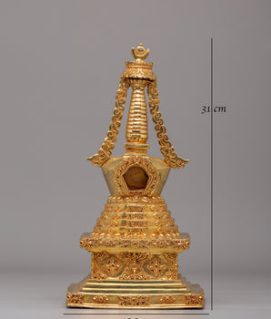 Buddhist Golden Stupa for Home Decor | Meditation Altar Stupa