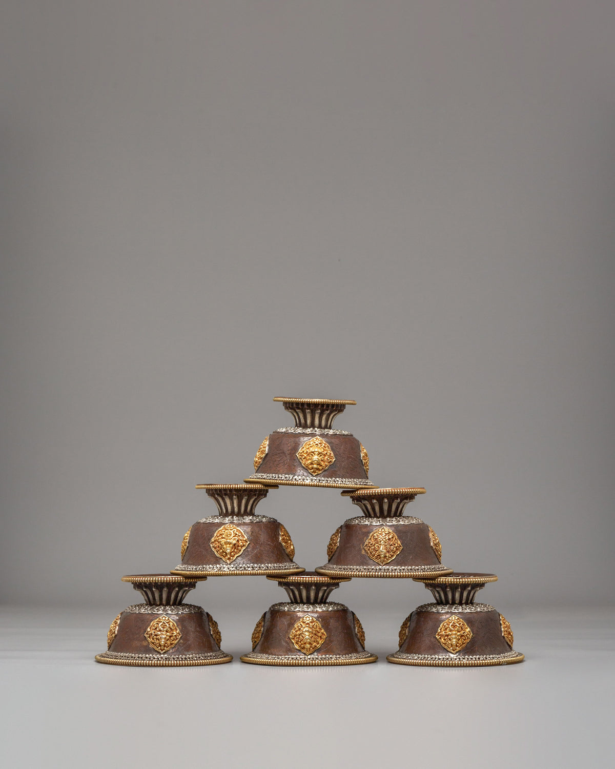 Sacred Seven Water Offering Bowl Set | Traditional Tibetan Ritual Bowls