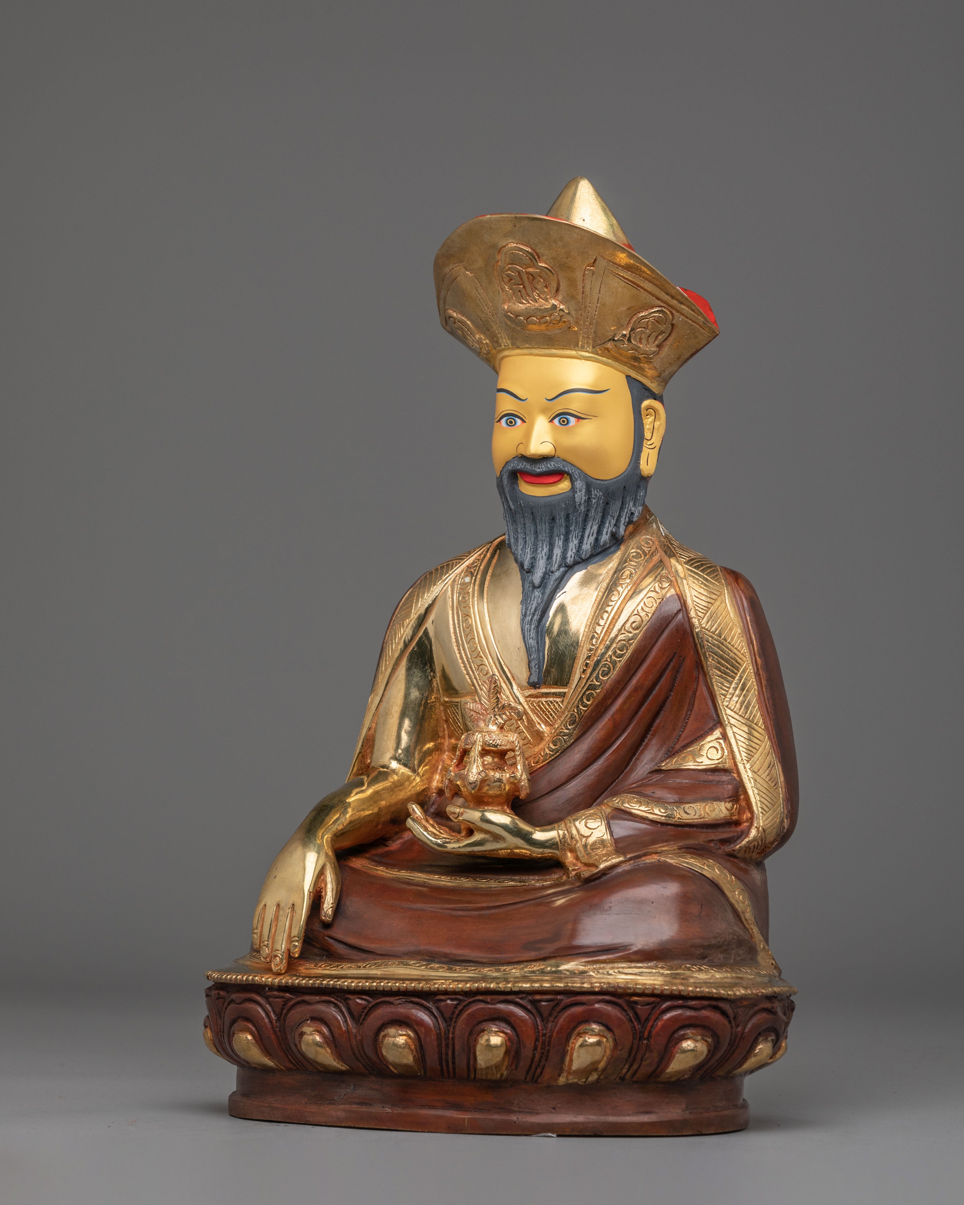 Traditional Buddhist Guru Shapdum Statue | Sacred Himalayan Artwork