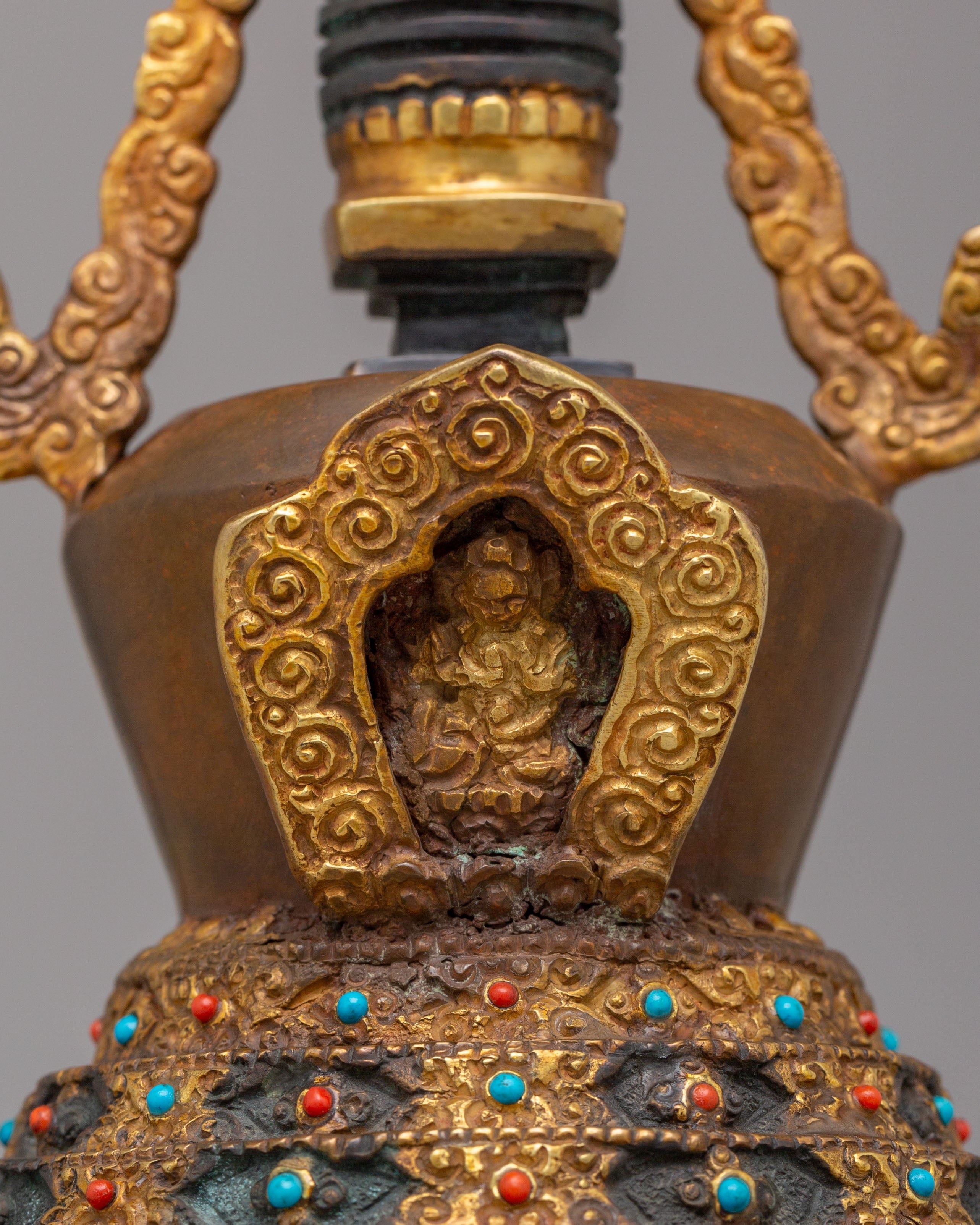 Handcrafted Tibetan Lotus Blossom Stupa | Sacred Spiritual Decor for Altar